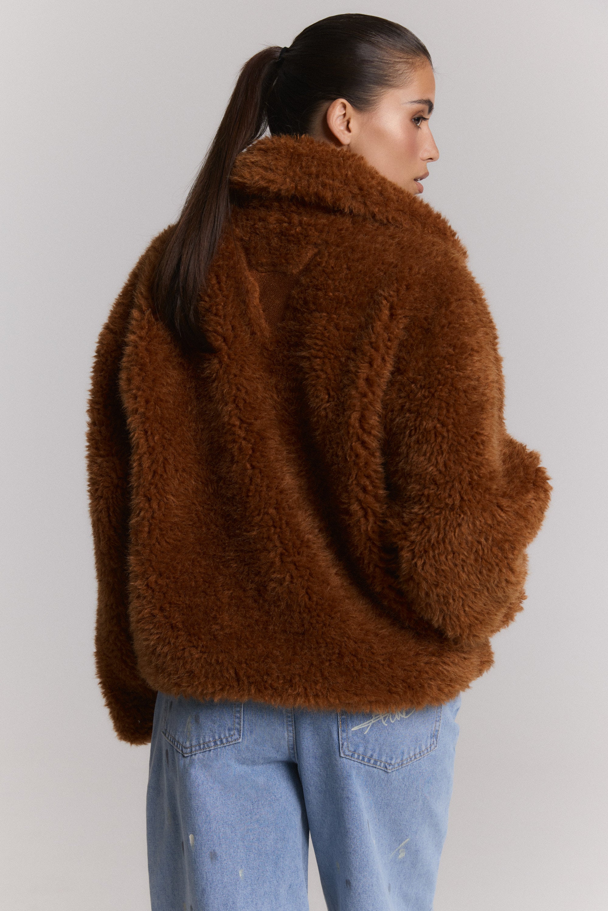 Curly faux fur jacket