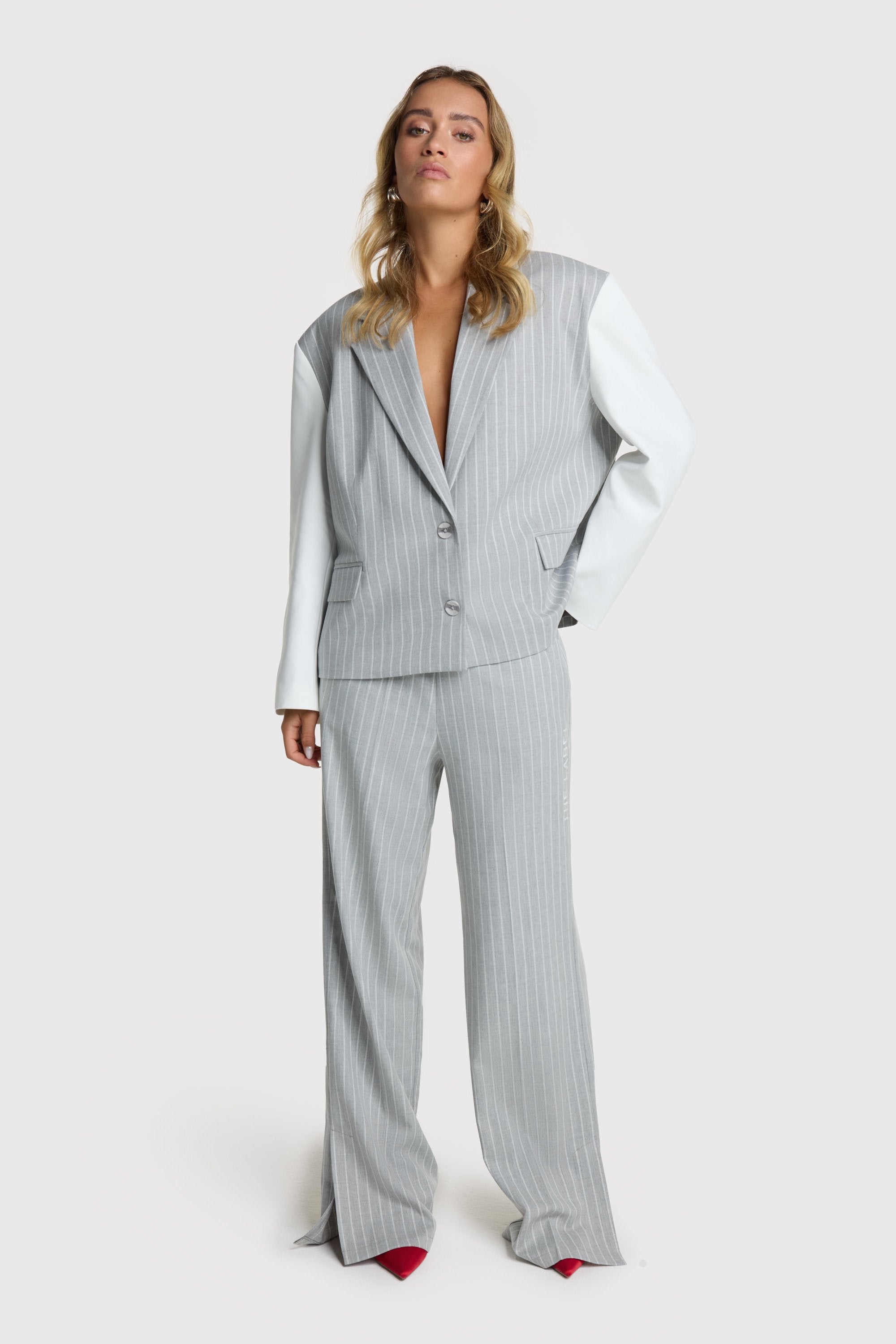 Prinstripe cropped blazer