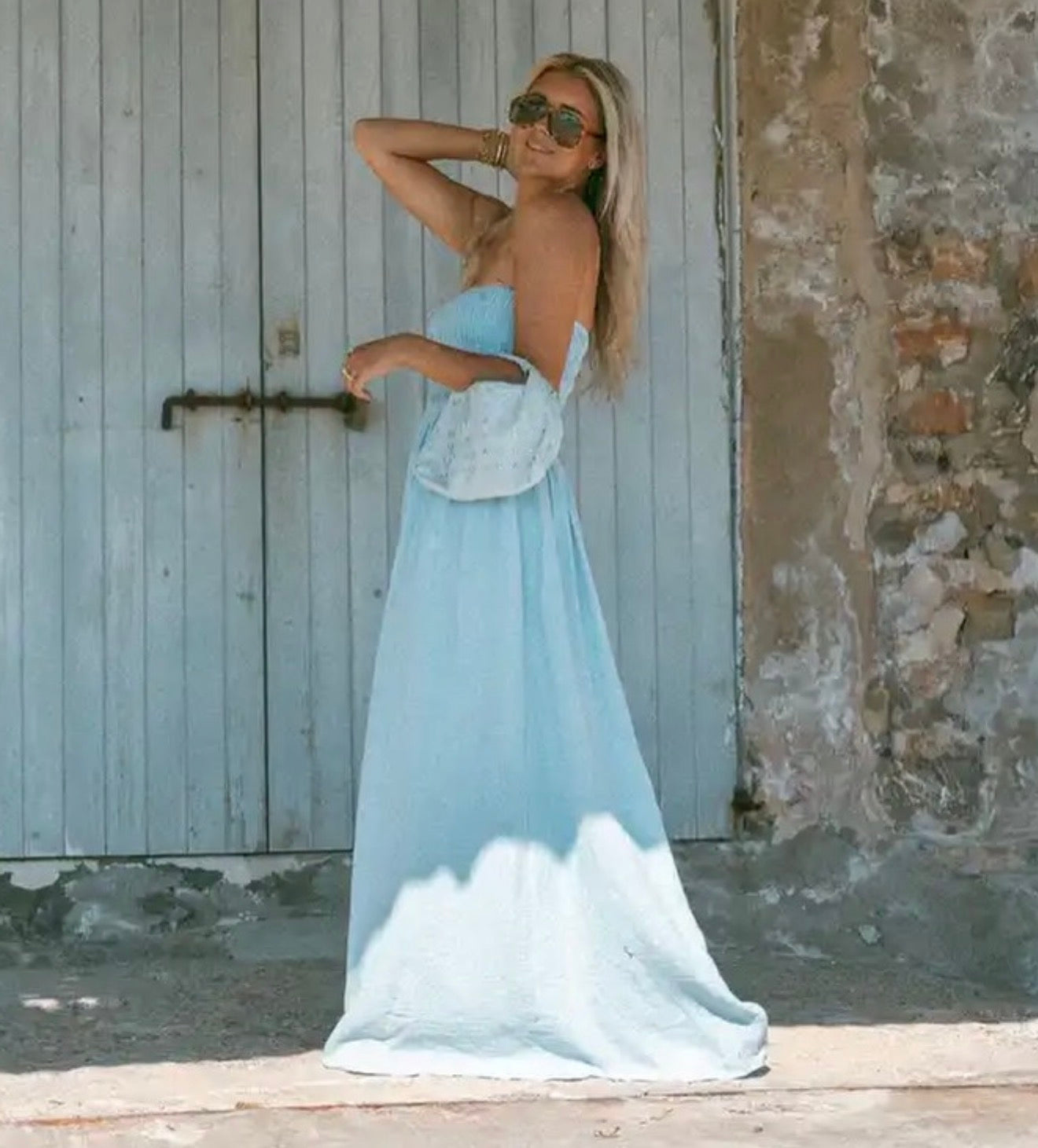 Strapless dress | Light blue