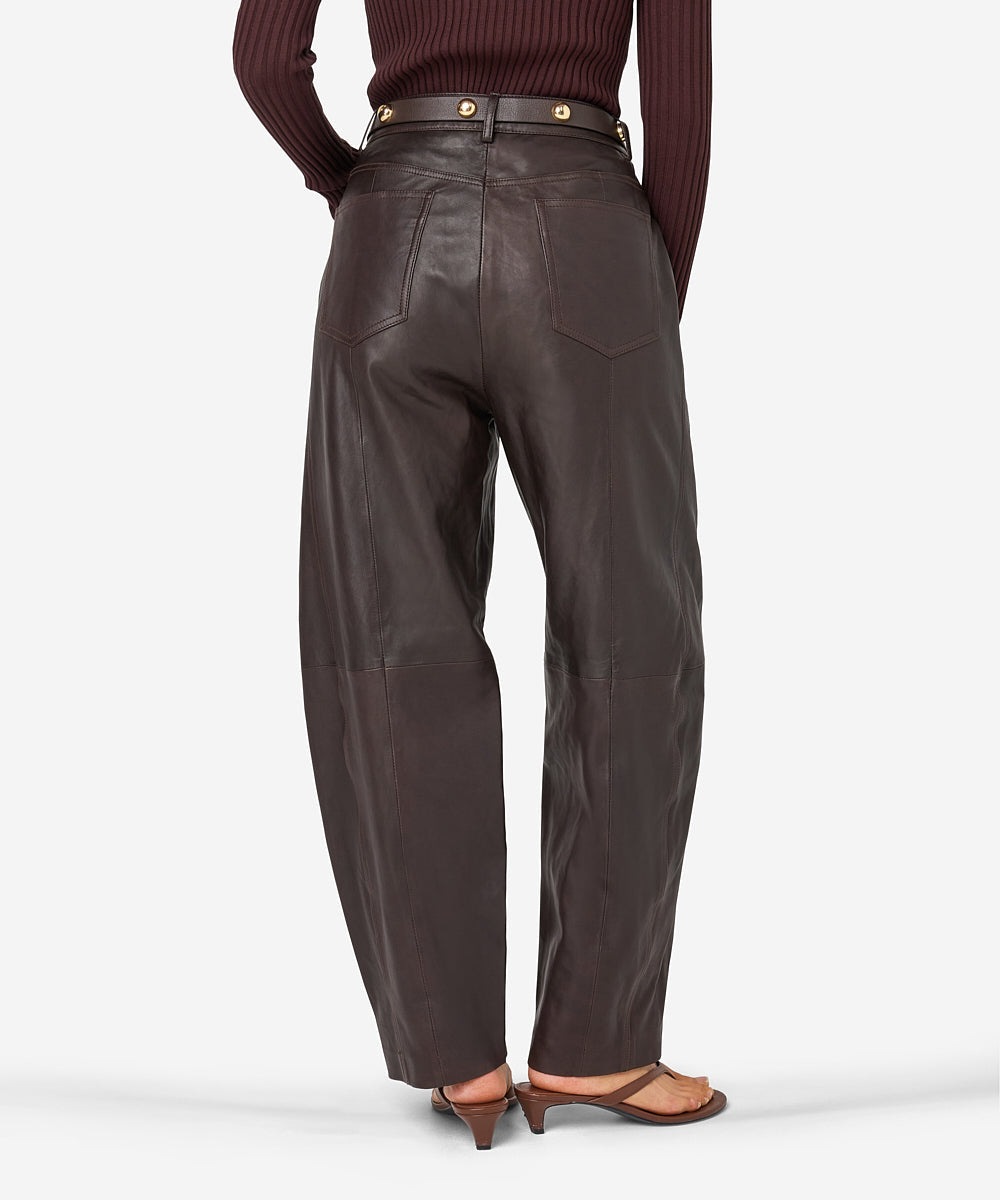 Parla pants leather | dark brown