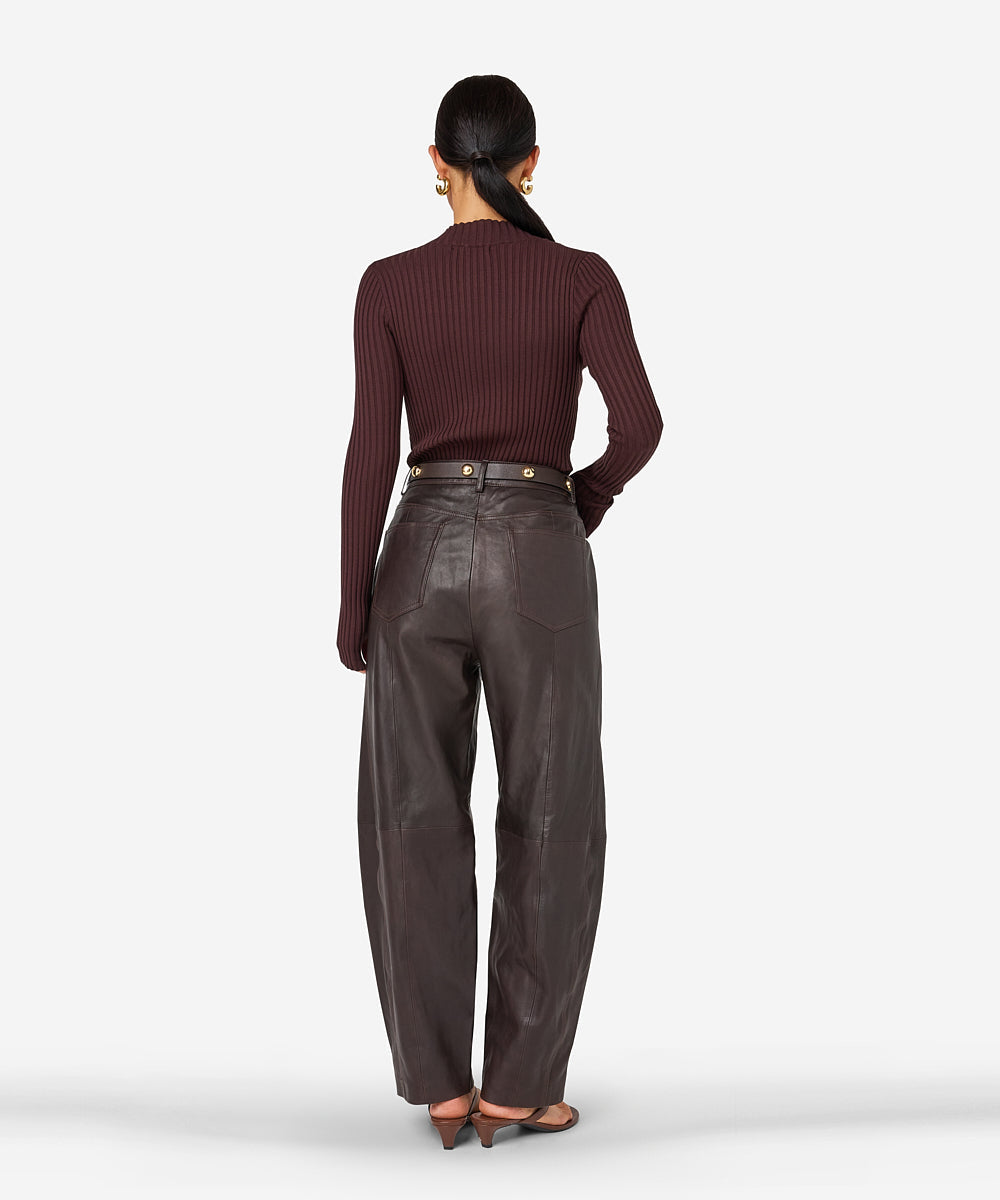 Parla pants leather | dark brown