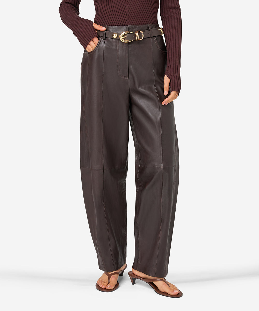 Parla pants leather | dark brown