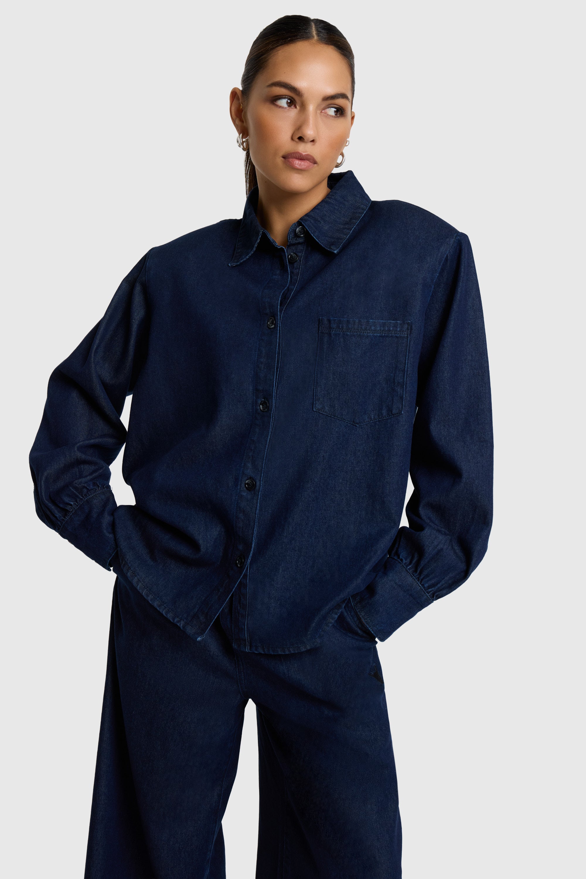 Oversized denim blouse