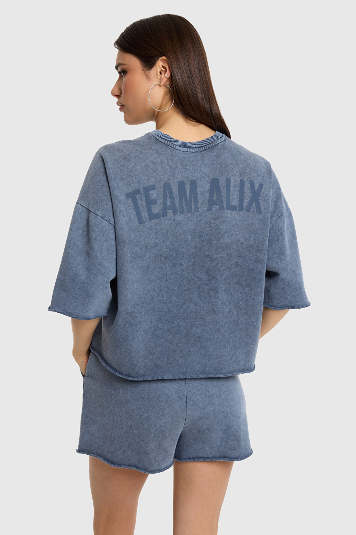 Cut seam sweat t-shirt | Navy