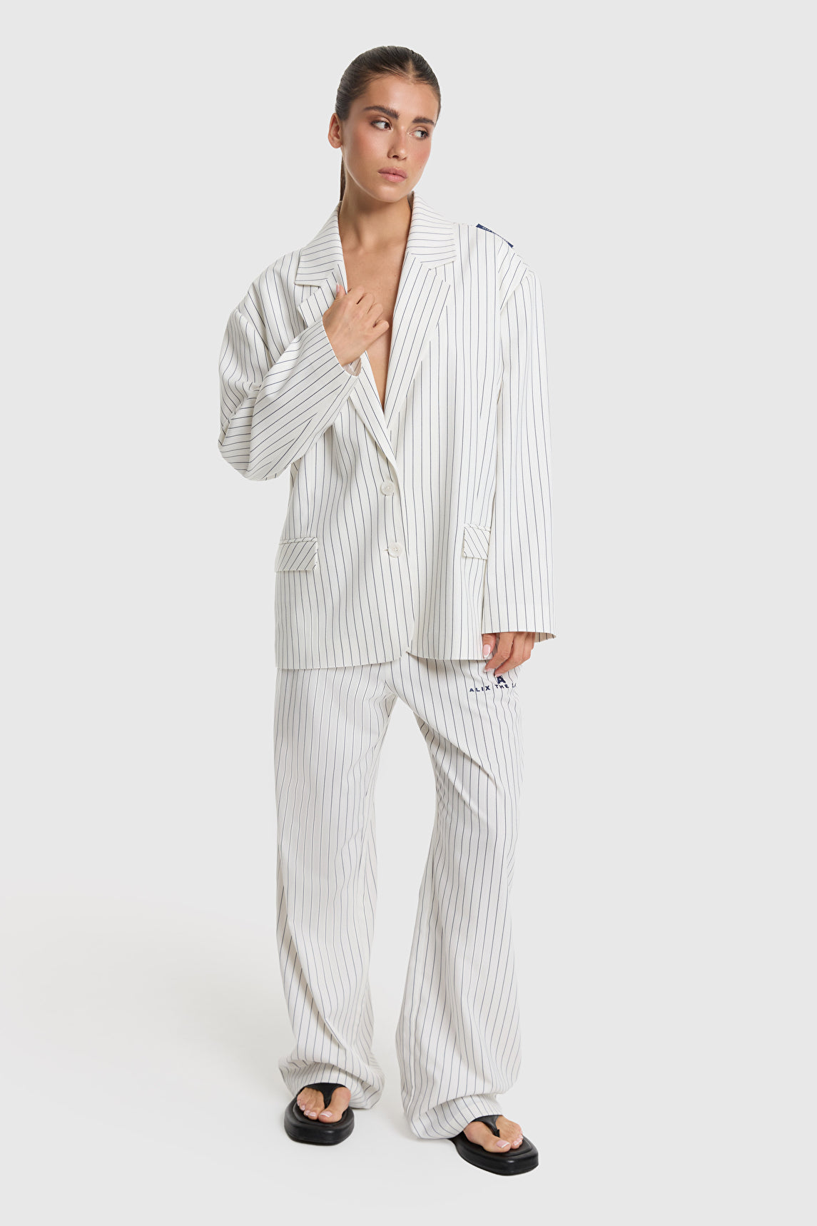 Striped blazer | Soft white