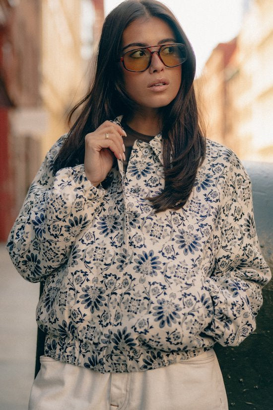 Bente flower jacquard bomber jacket