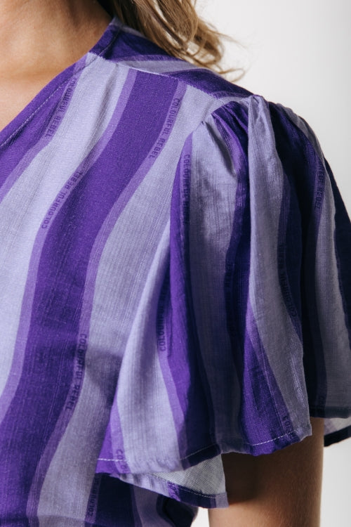 Ava wavy stripe maxi wrap dress | Dark lavender