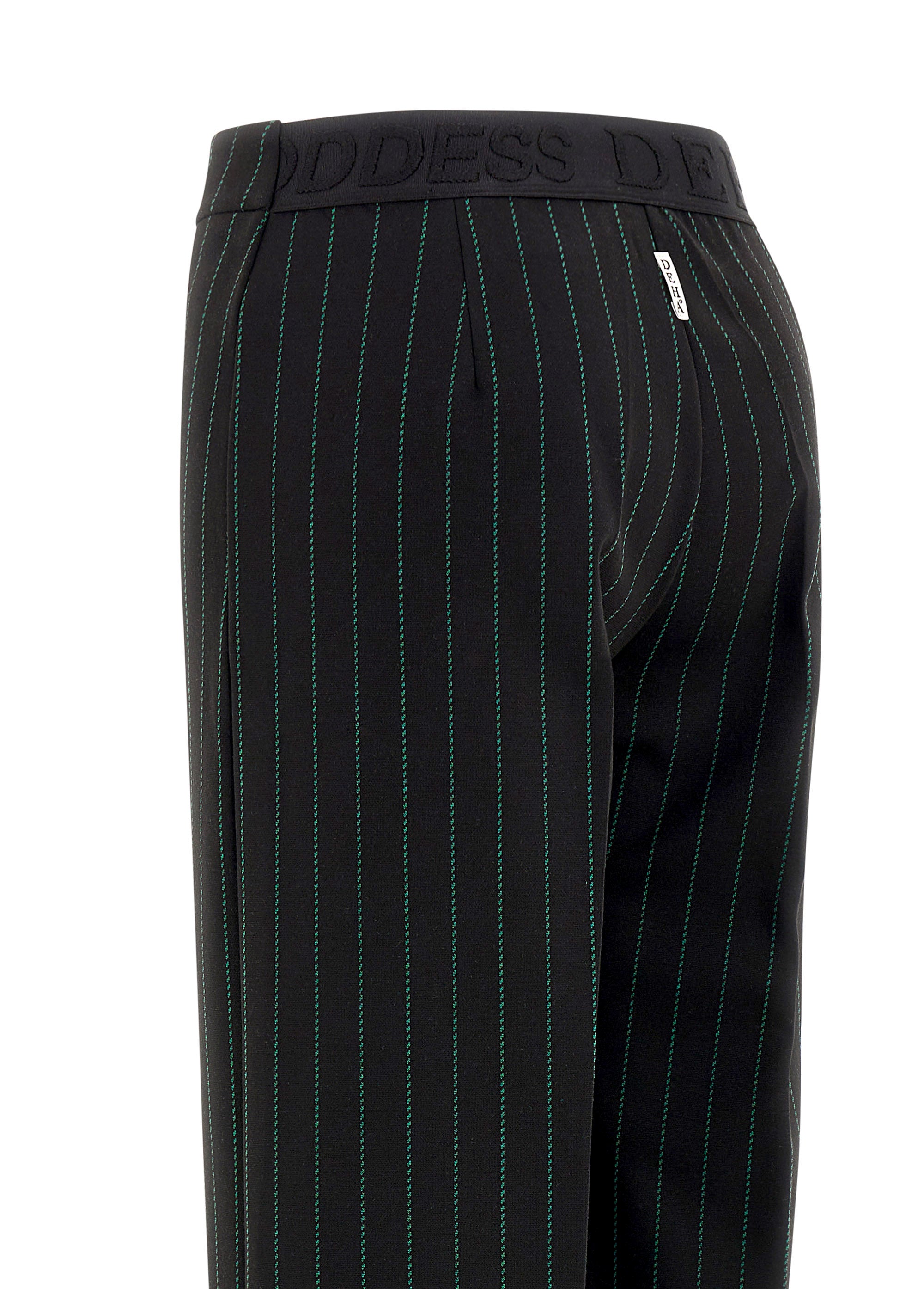 Pinstriped wide leg pants - black/green