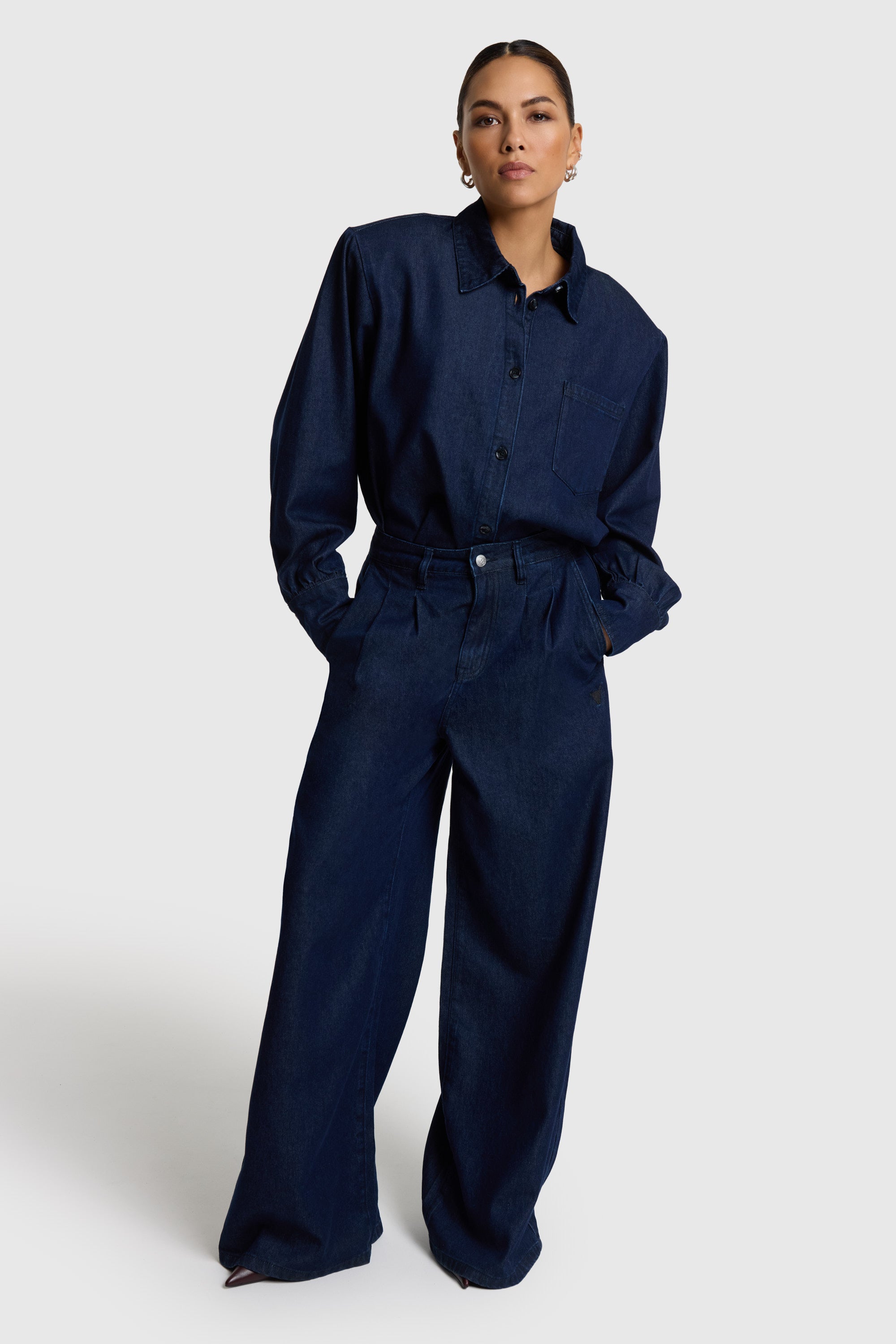 Oversized denim blouse