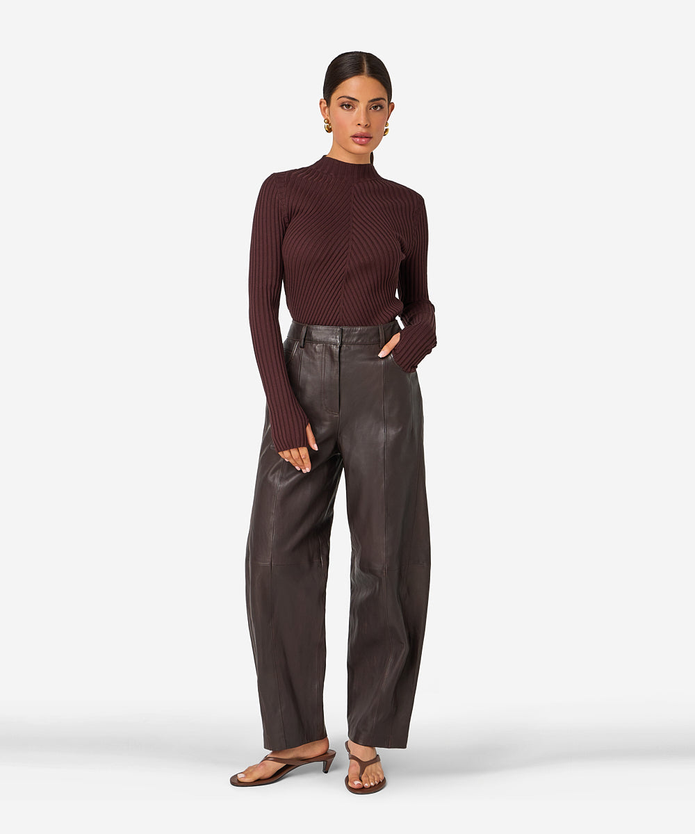 Parla pants leather | dark brown