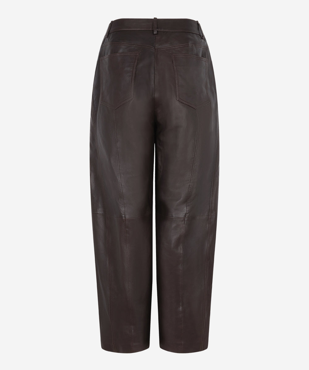 Parla pants leather | dark brown