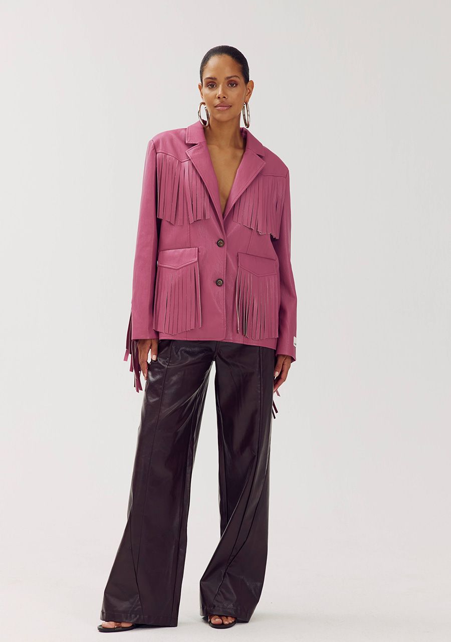 Casey fringe blazer | violet quartz