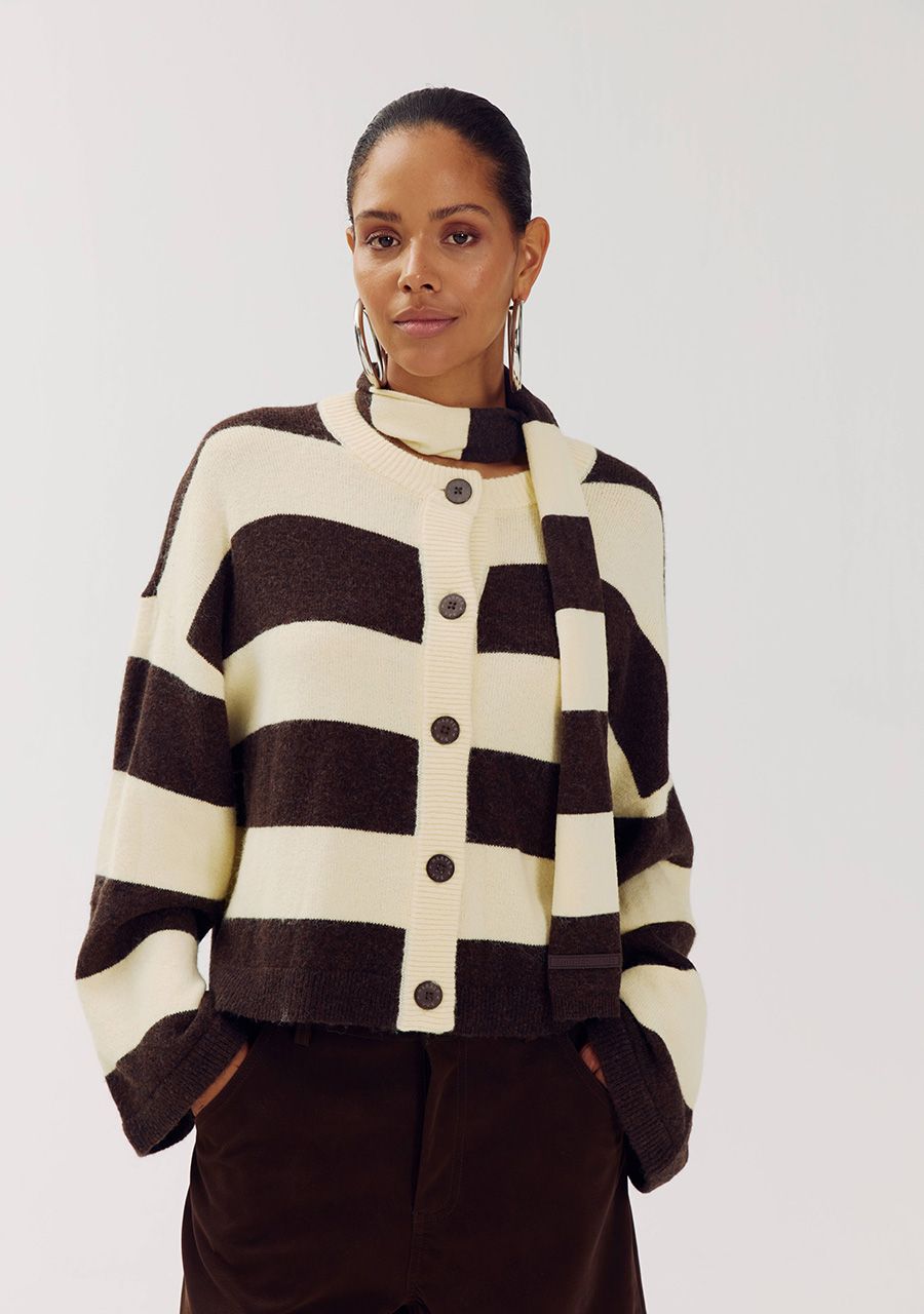 Harper & Yve Vest Indy I Hot Fudge Stripe