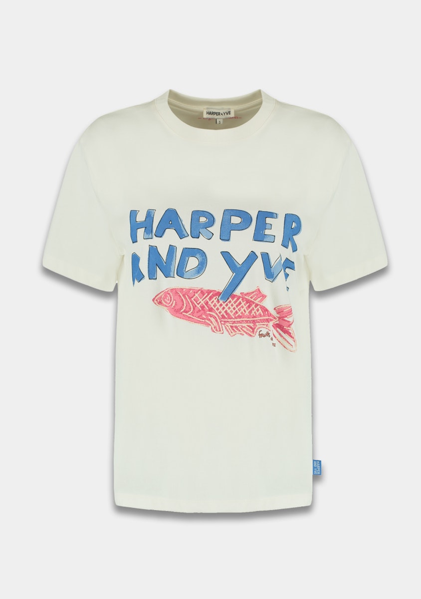 Pink Fish t-shirt | ecru