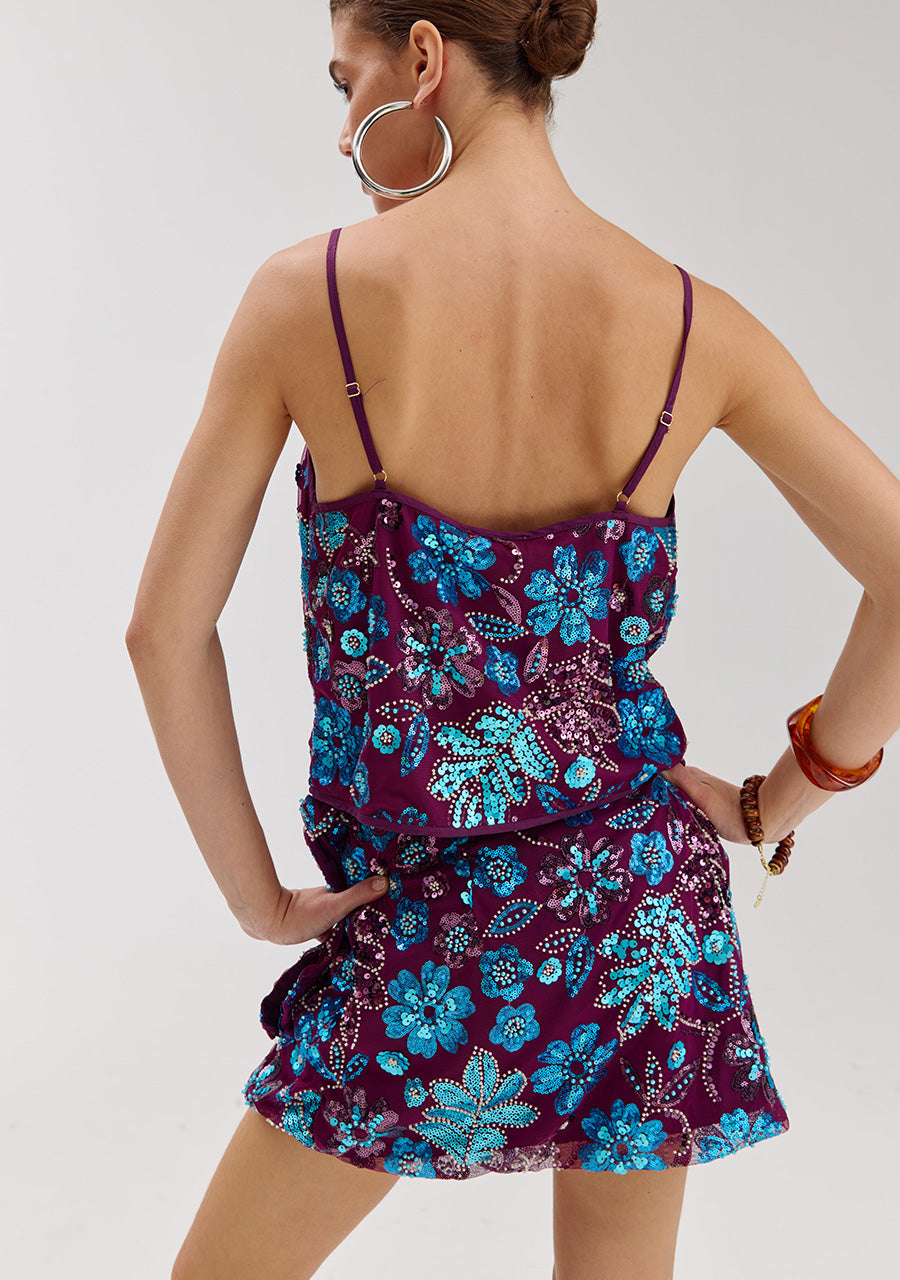 Romy top | Cassis blue sequin