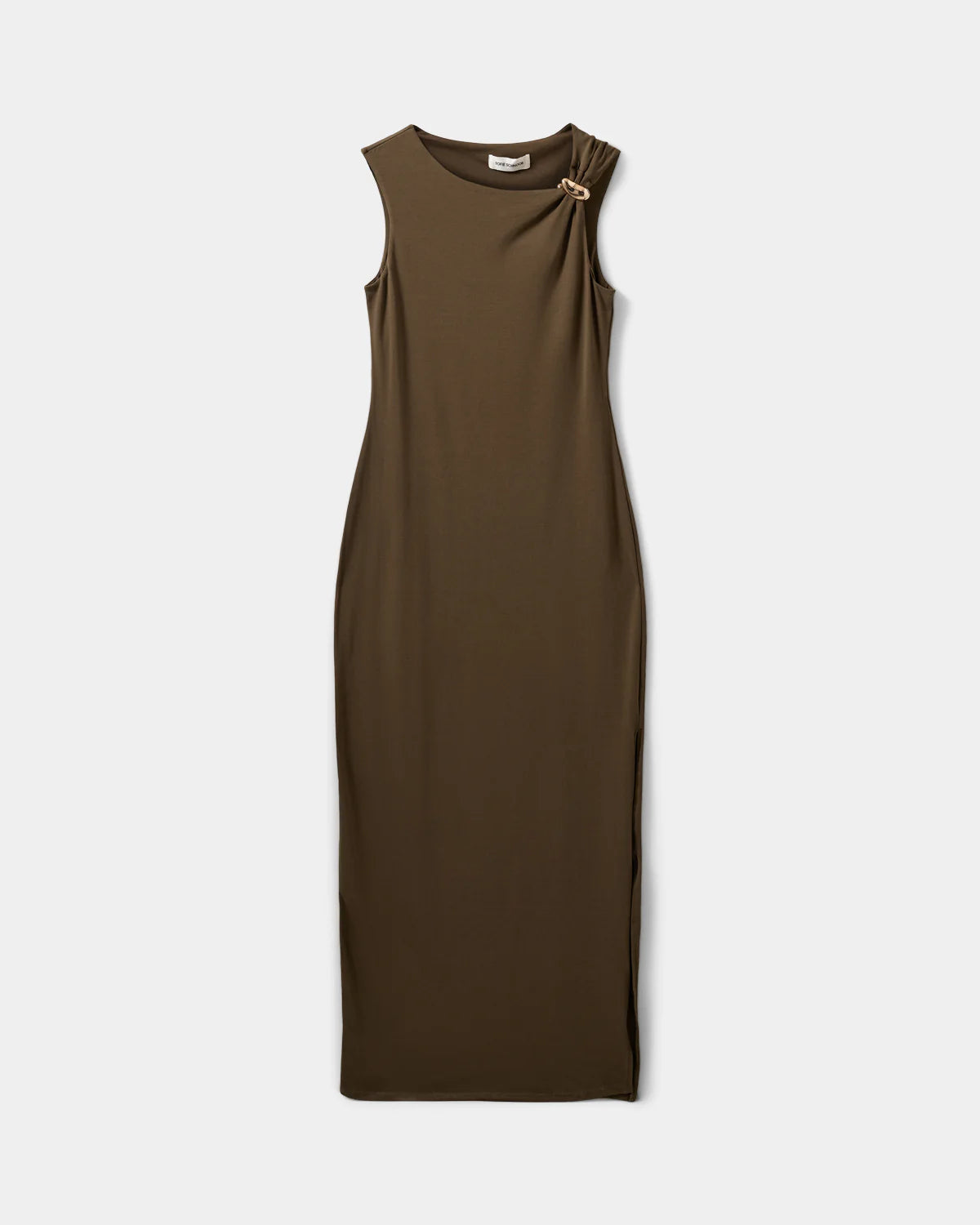 Ragnisw jersey maxi dress | olive brown