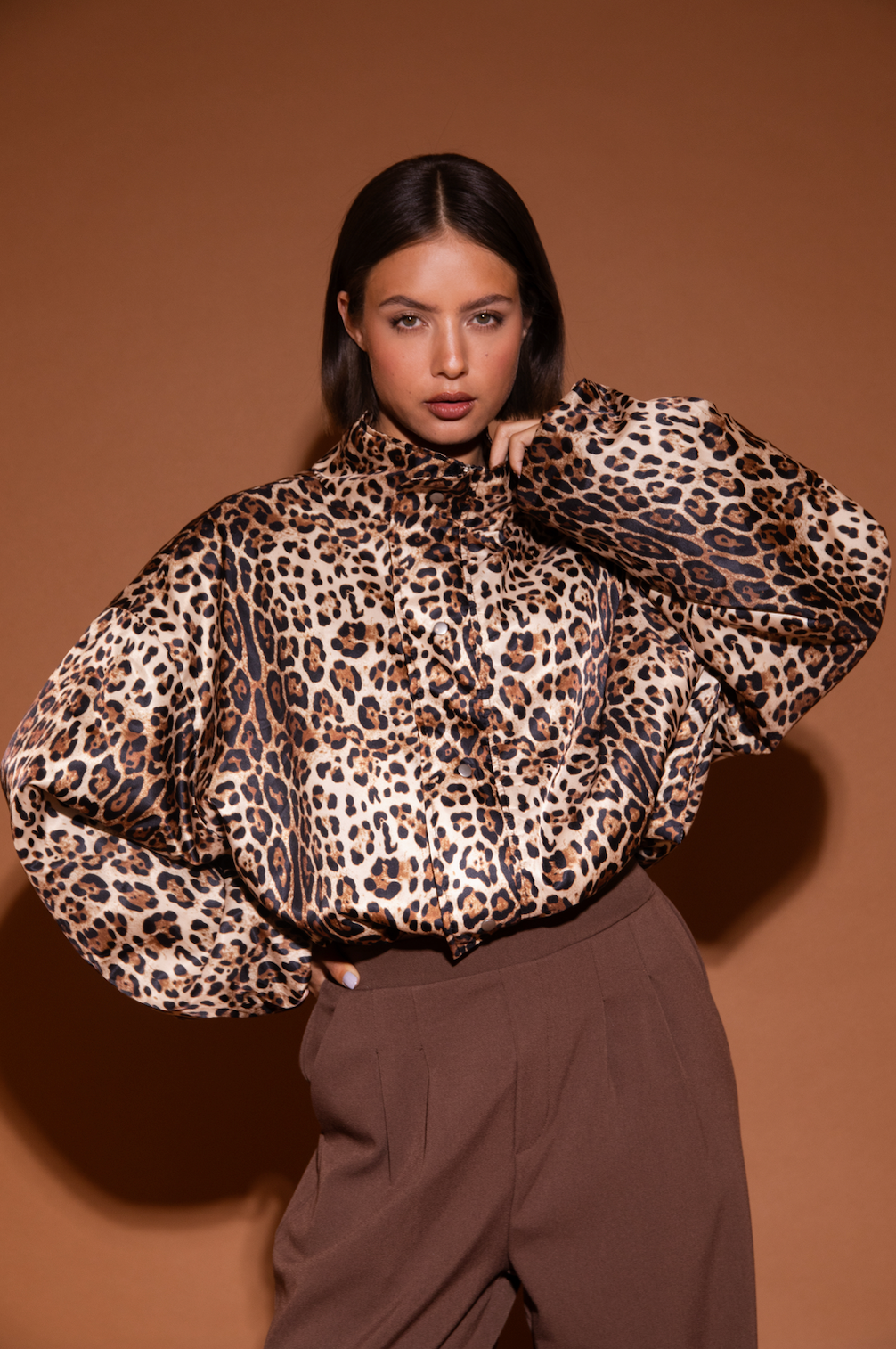 Feline leopard bomber jacket