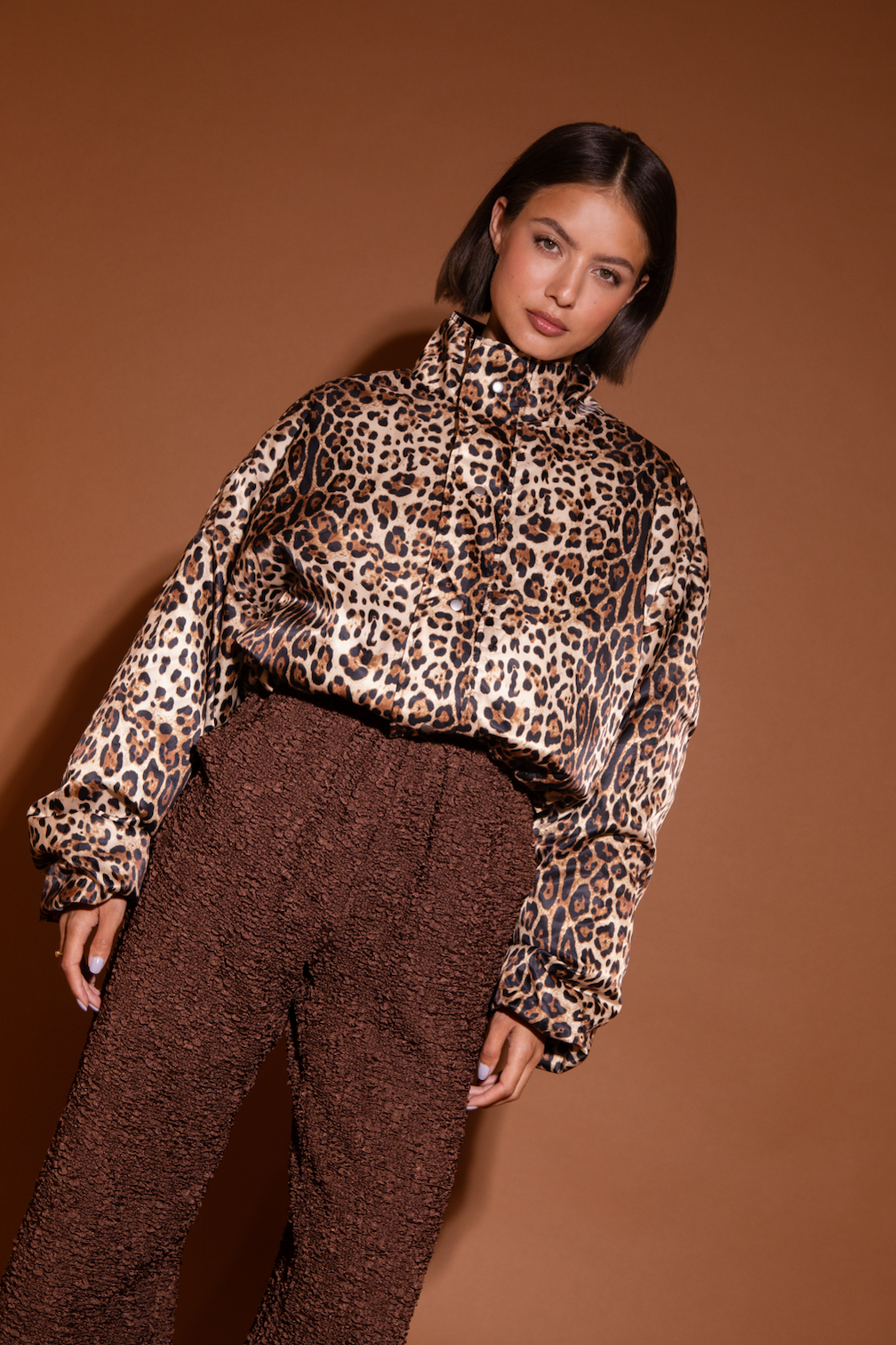 Feline leopard bomber jacket