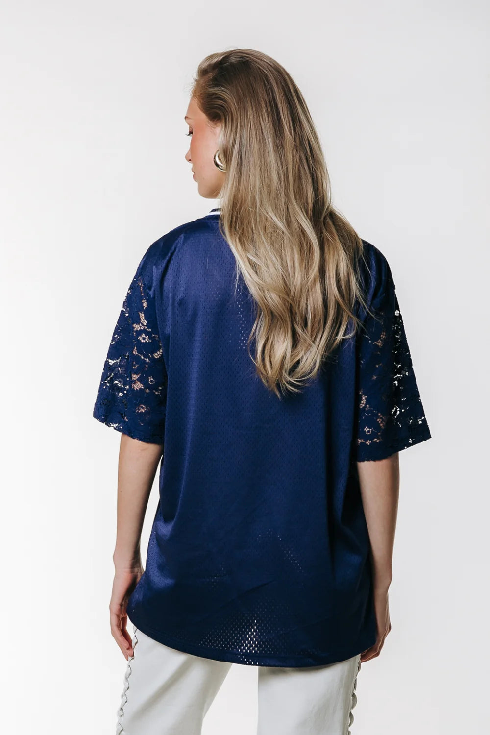 Tayla football lace tee | navy