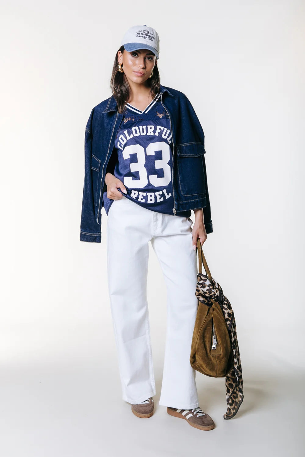 Tayla football lace tee | navy