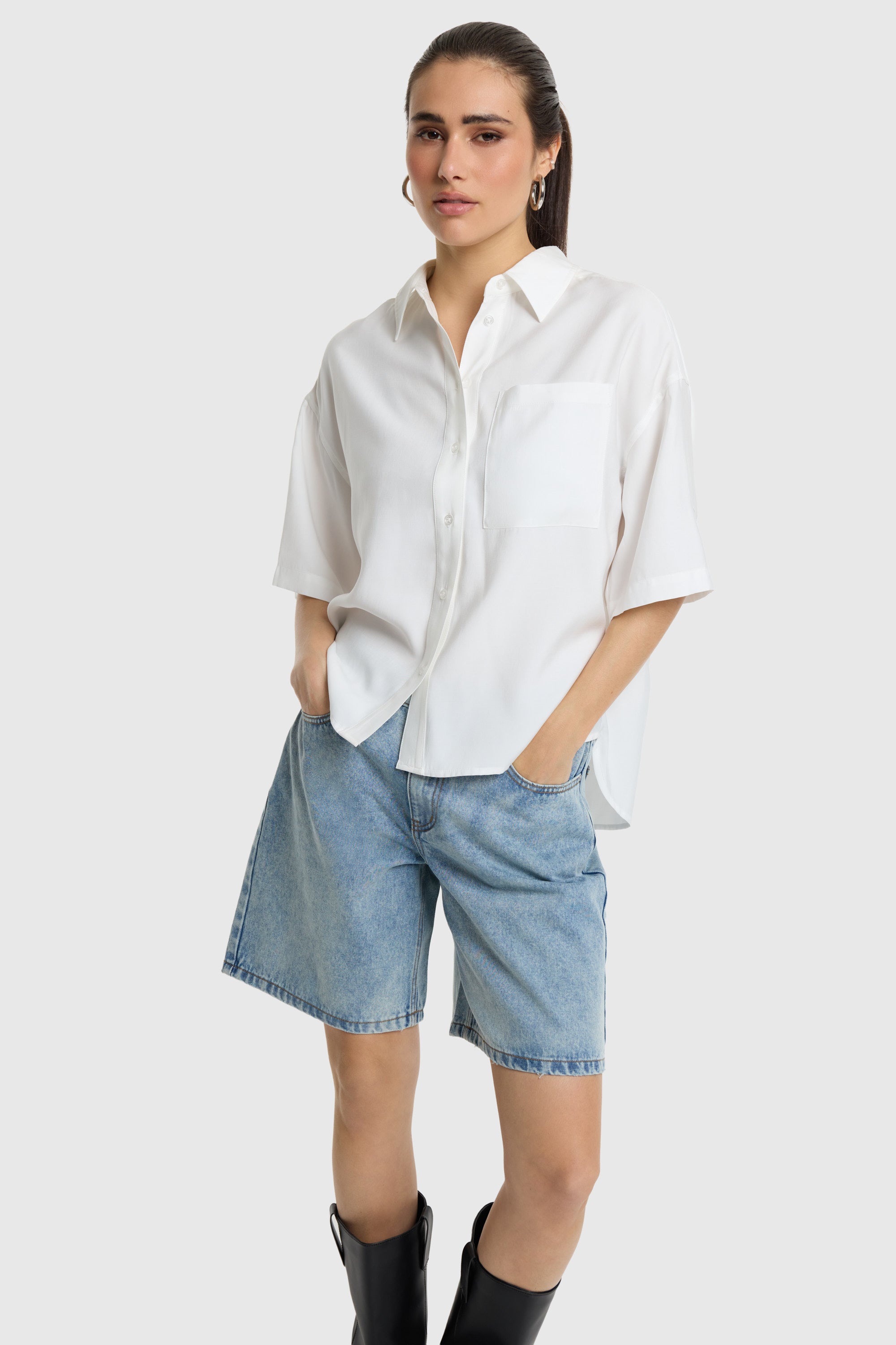 Denim bermuda shorts