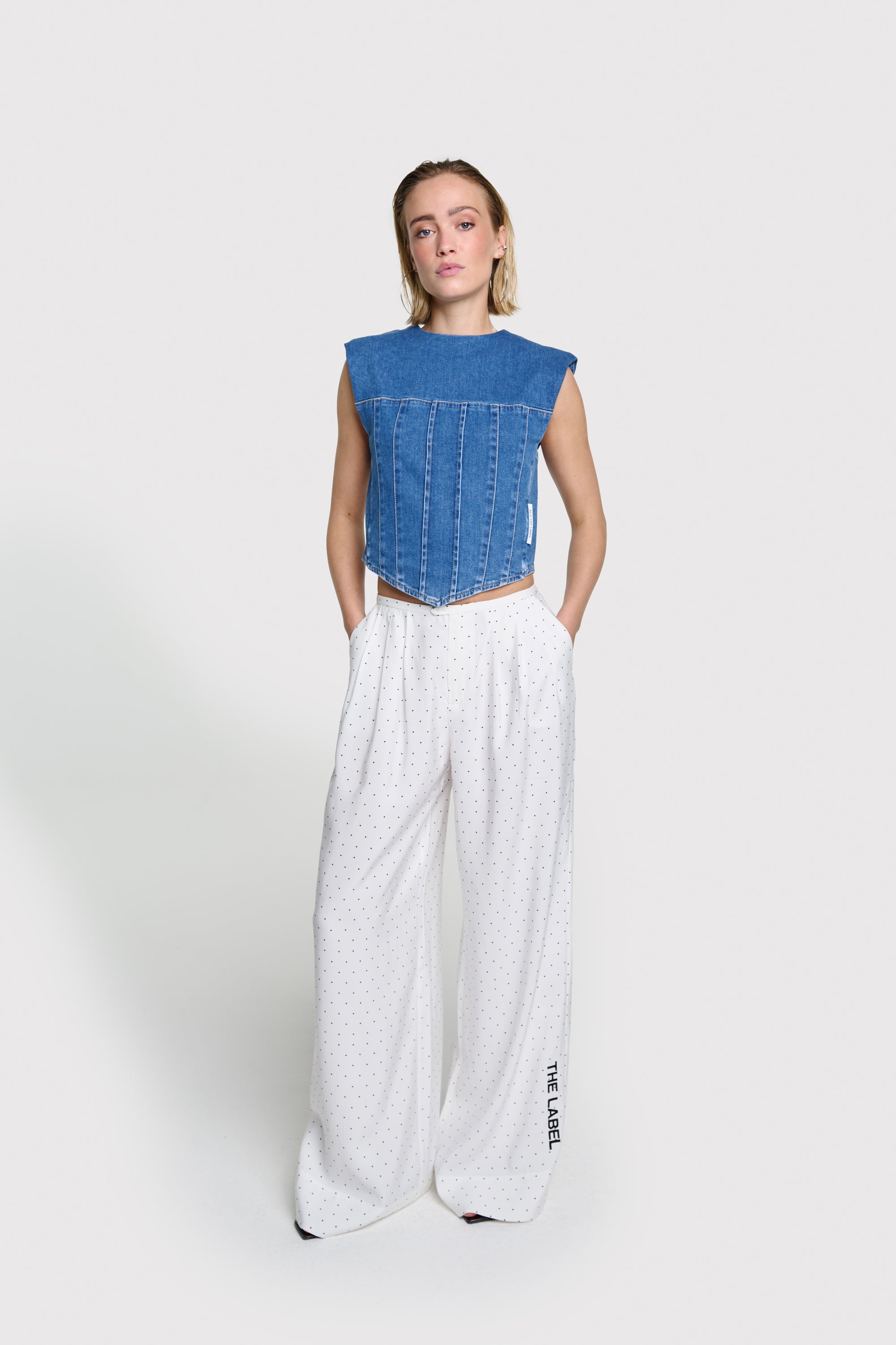 Denim corset top