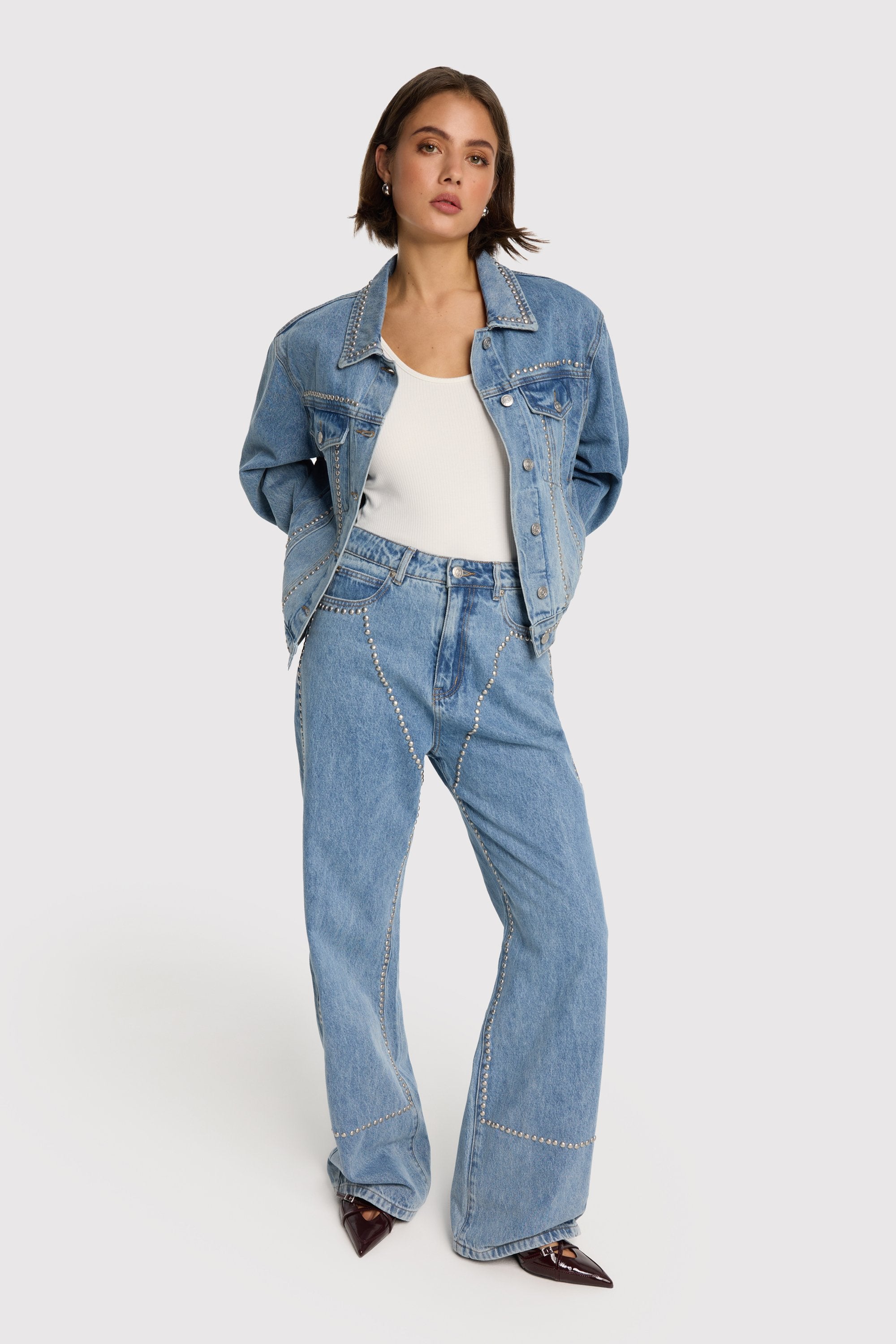 Studs denim pants | blue | Gaudi Den Haag