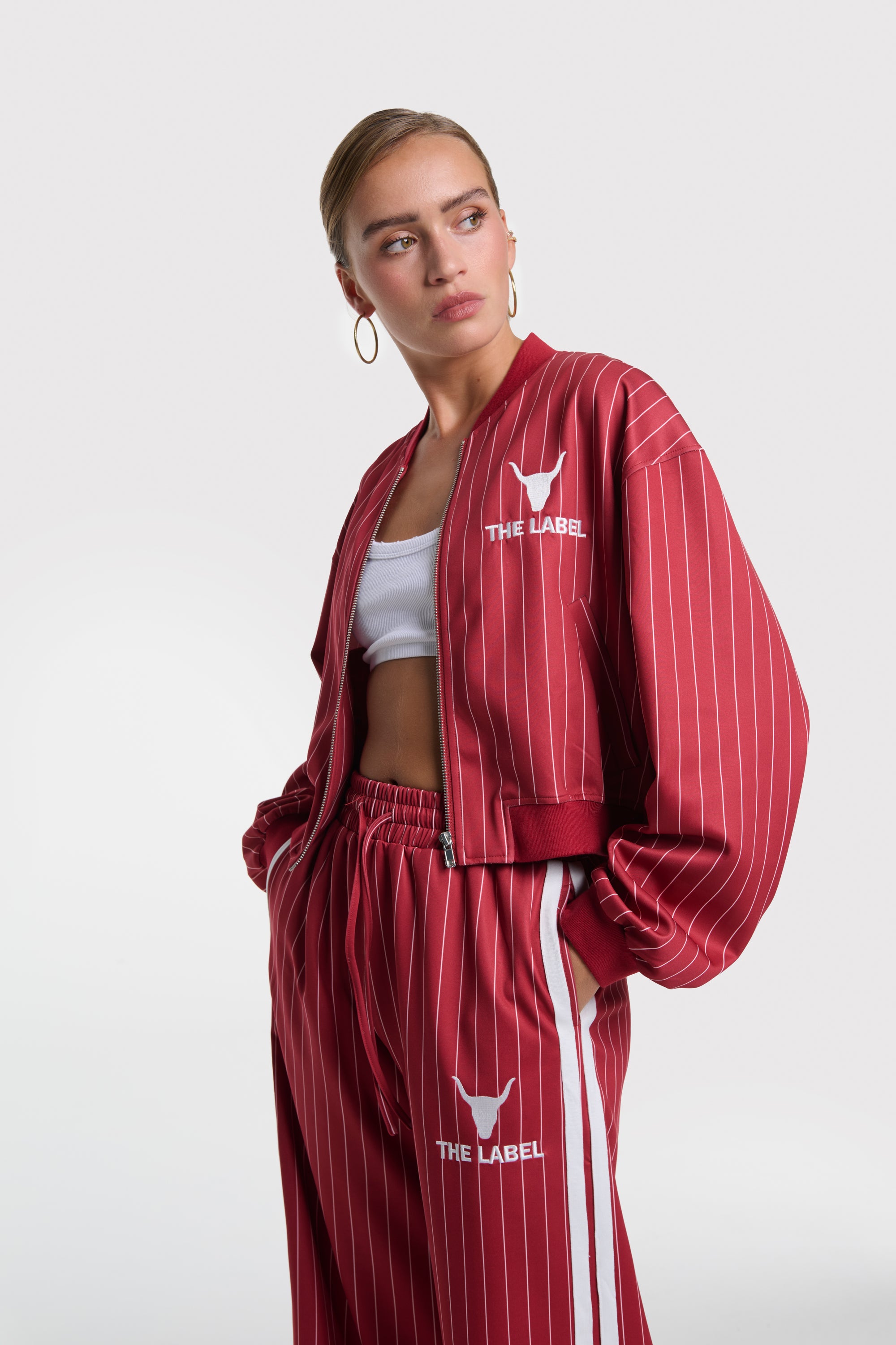 Pinstripe training pants