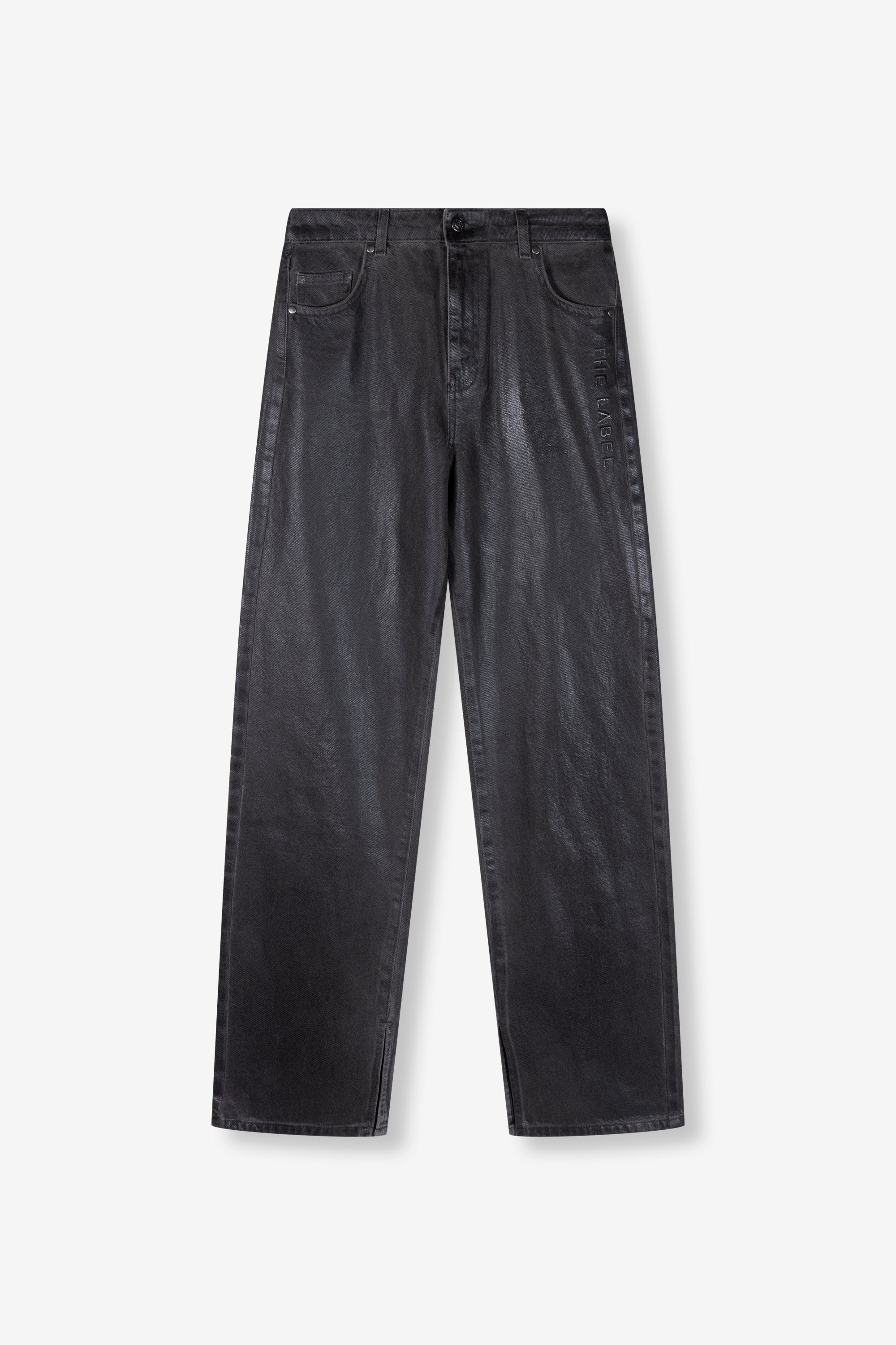 Coated denim pants