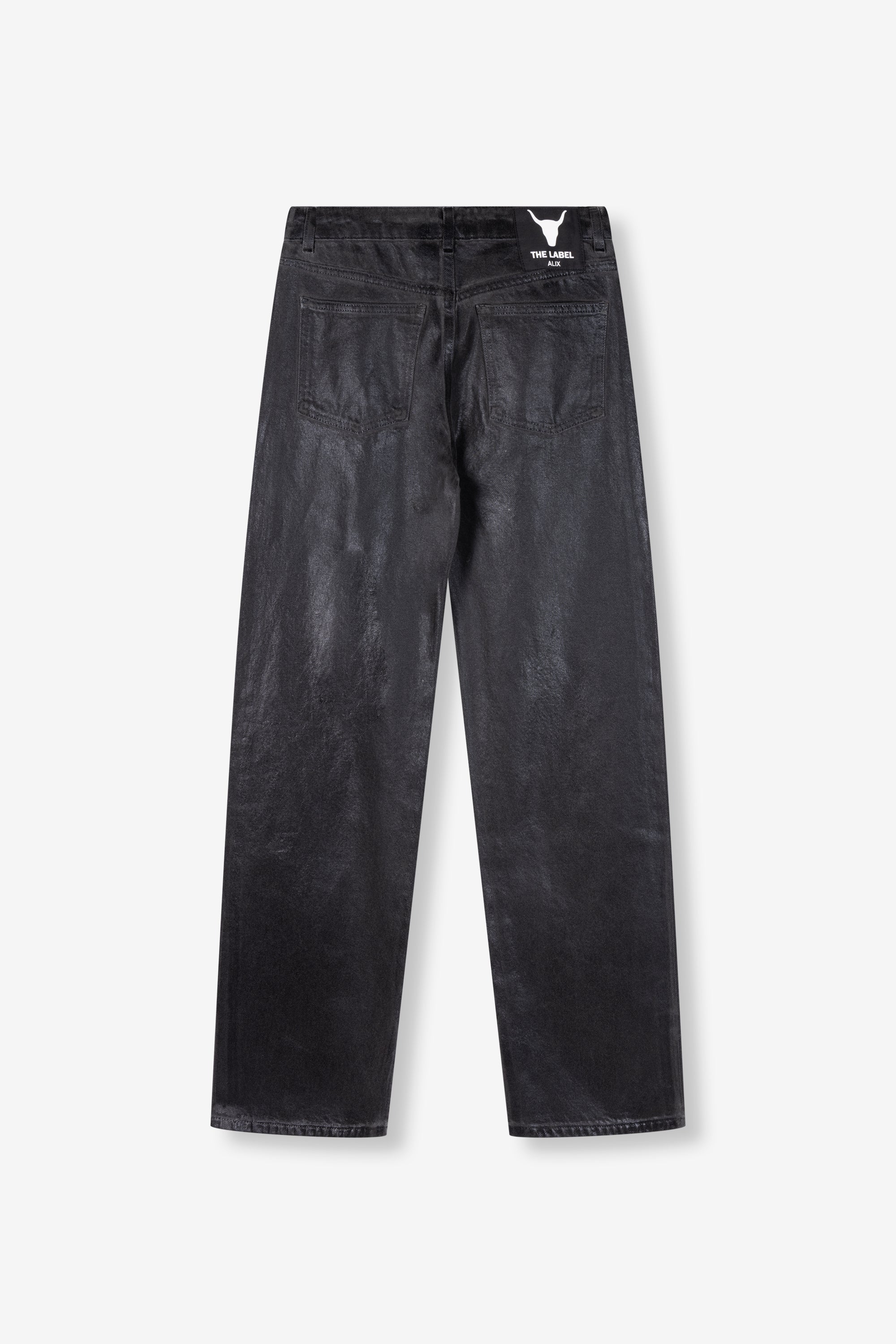 Coated denim pants