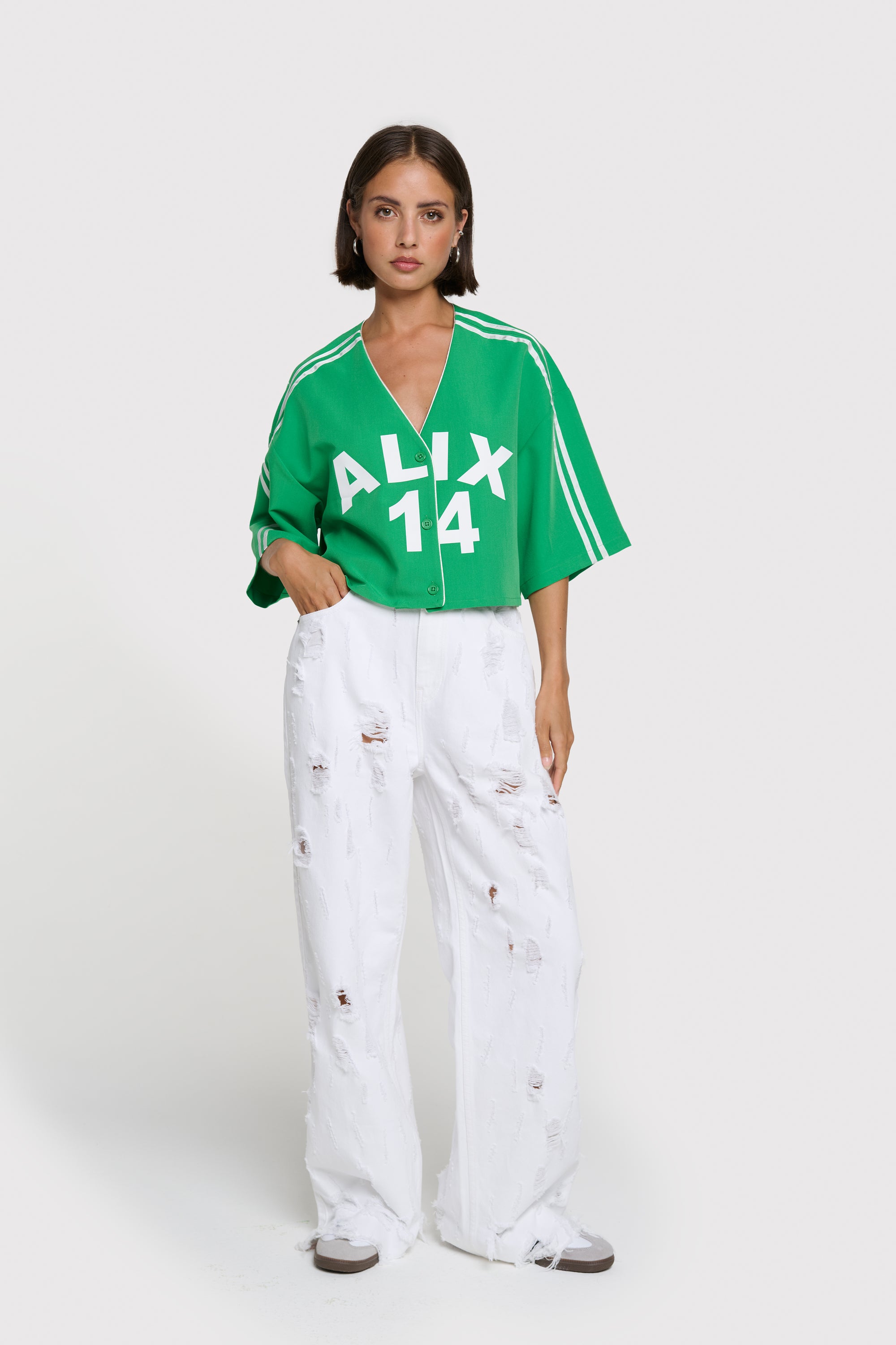 Cropped baseball shirt | bright green