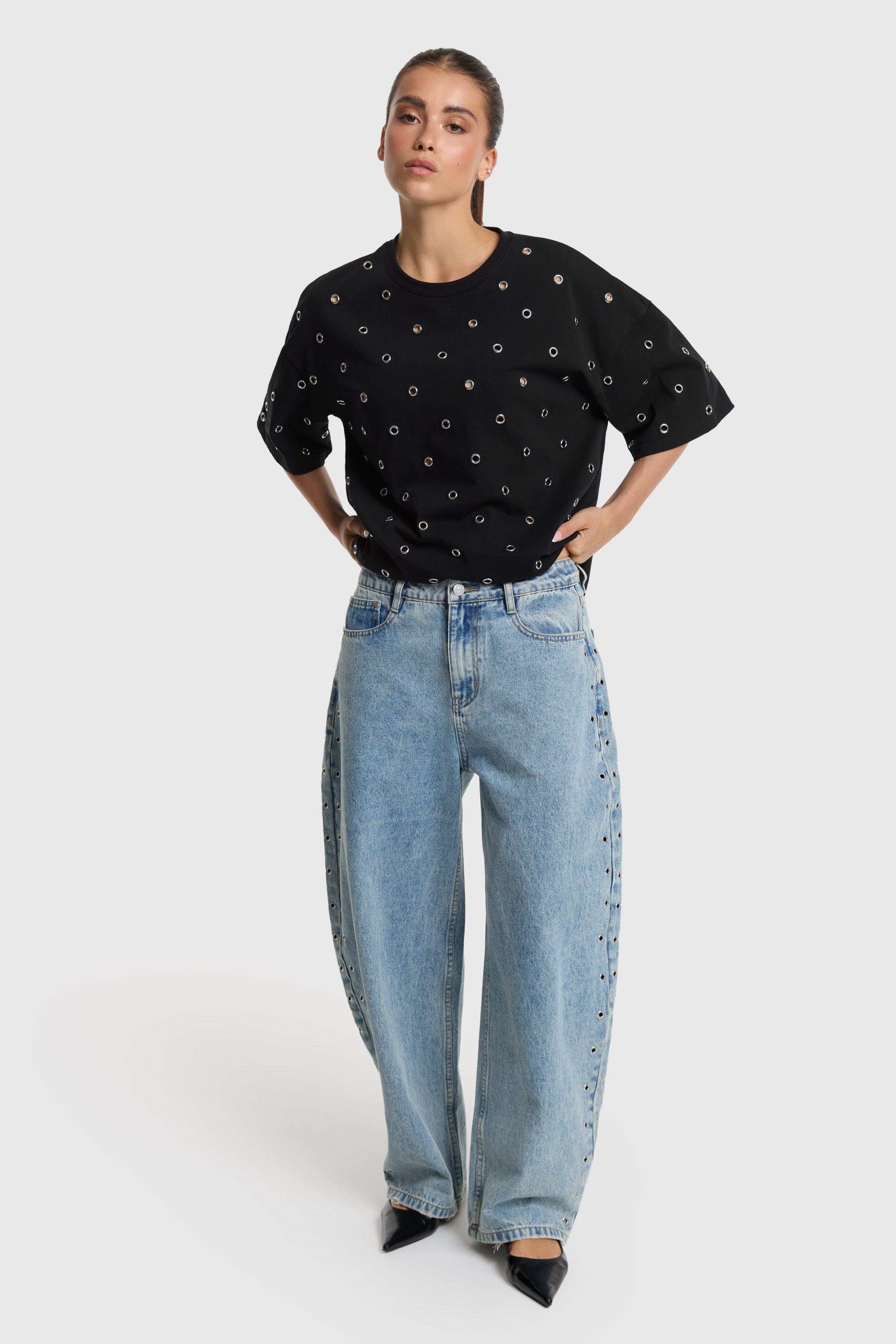 Eyelet t-shirt | black
