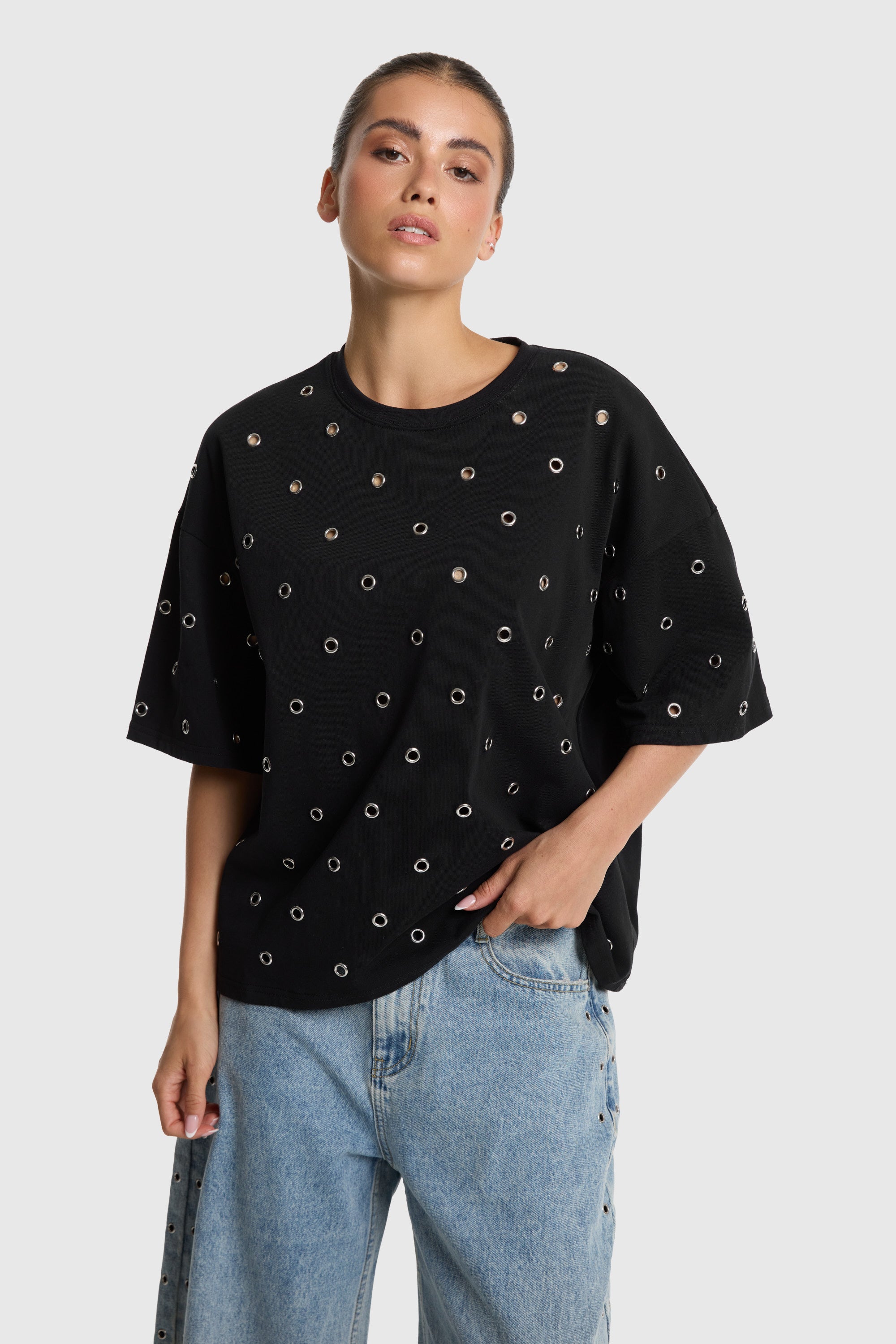 Eyelet t-shirt | black