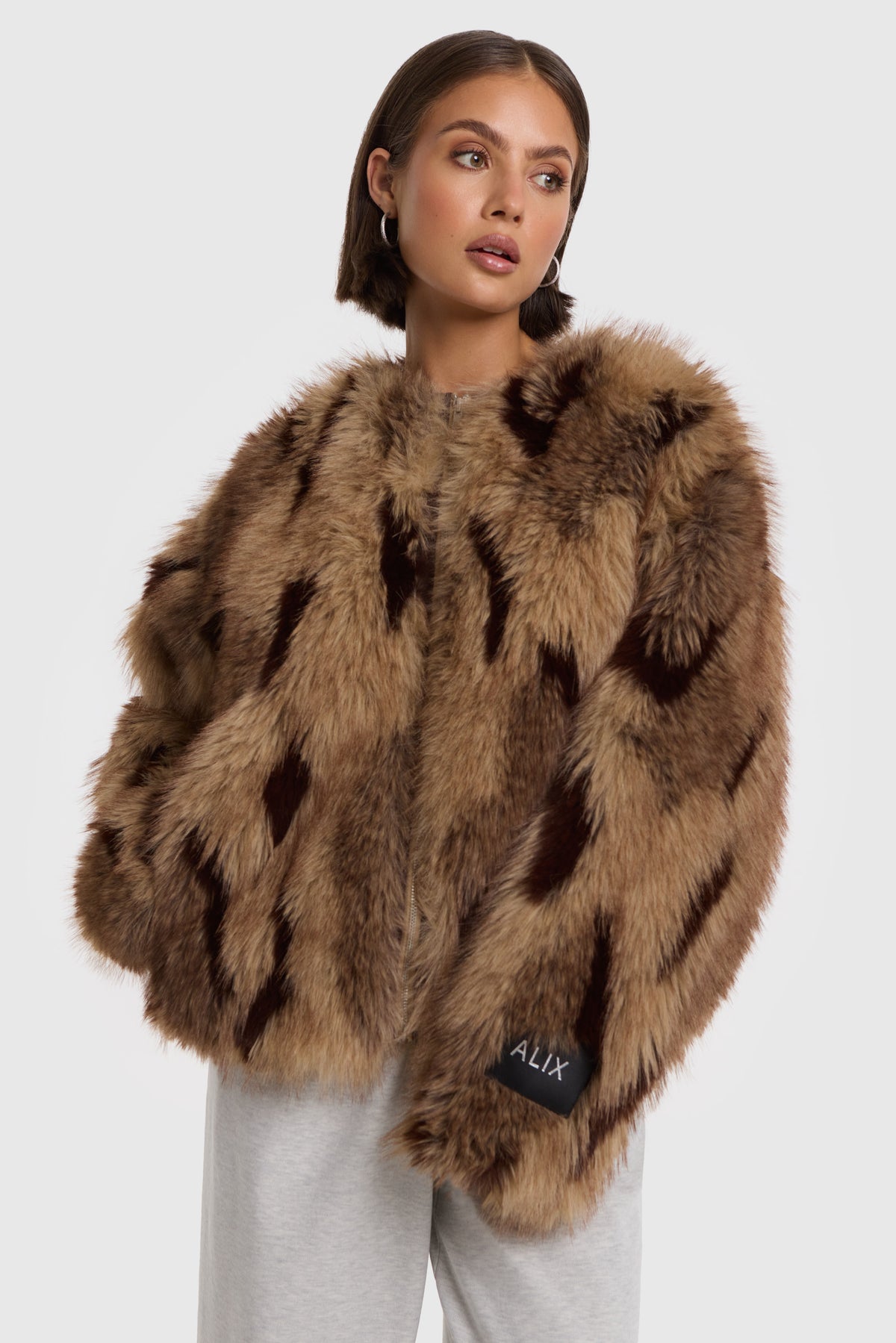 Mix faux fur coat