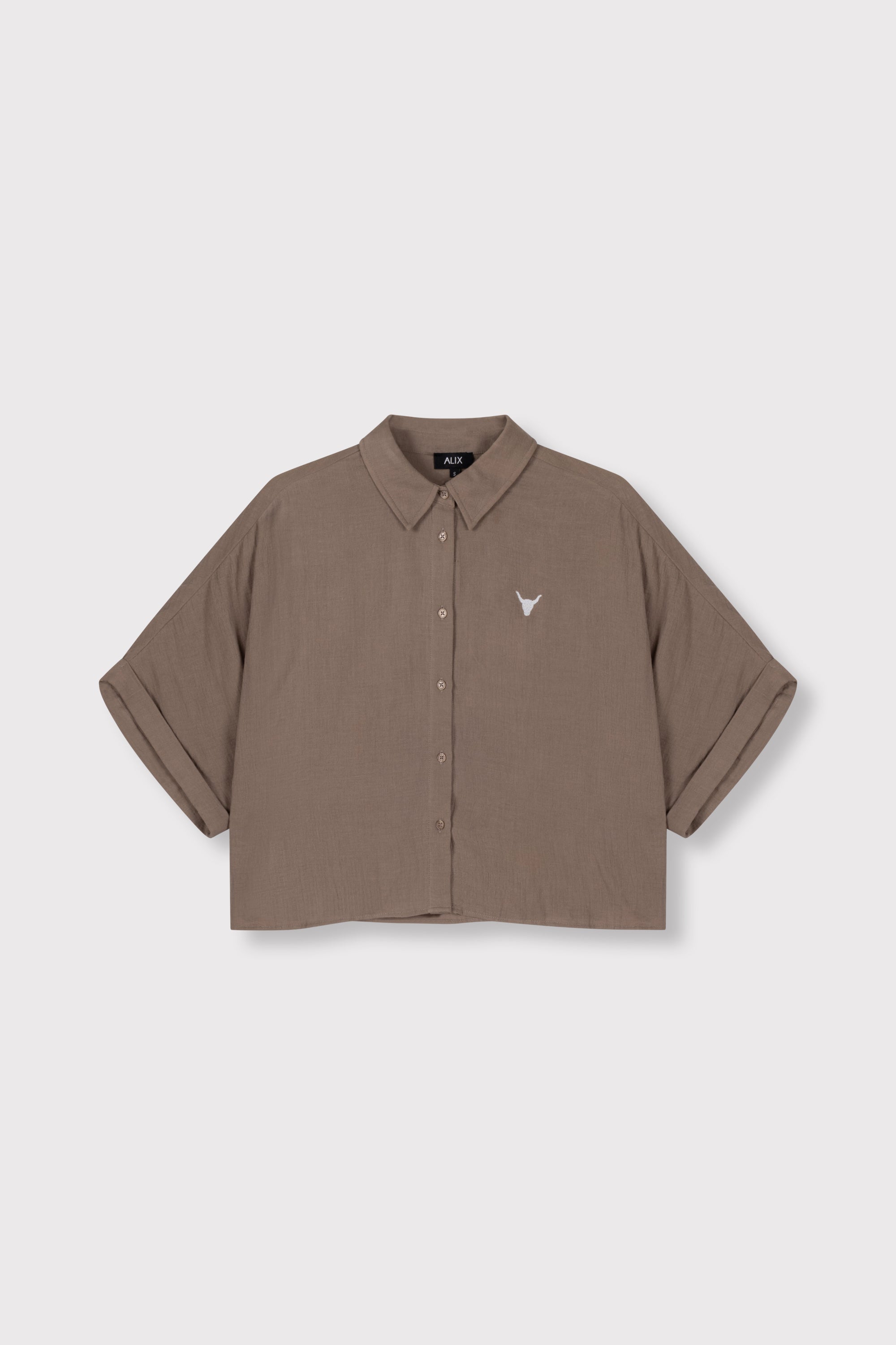 Oversized crinkle blouse | taupe