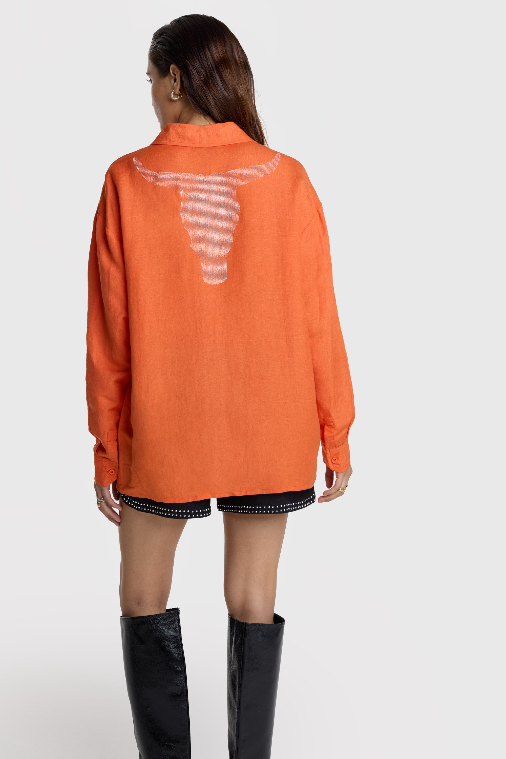 Oversized linen blouse | neon orange