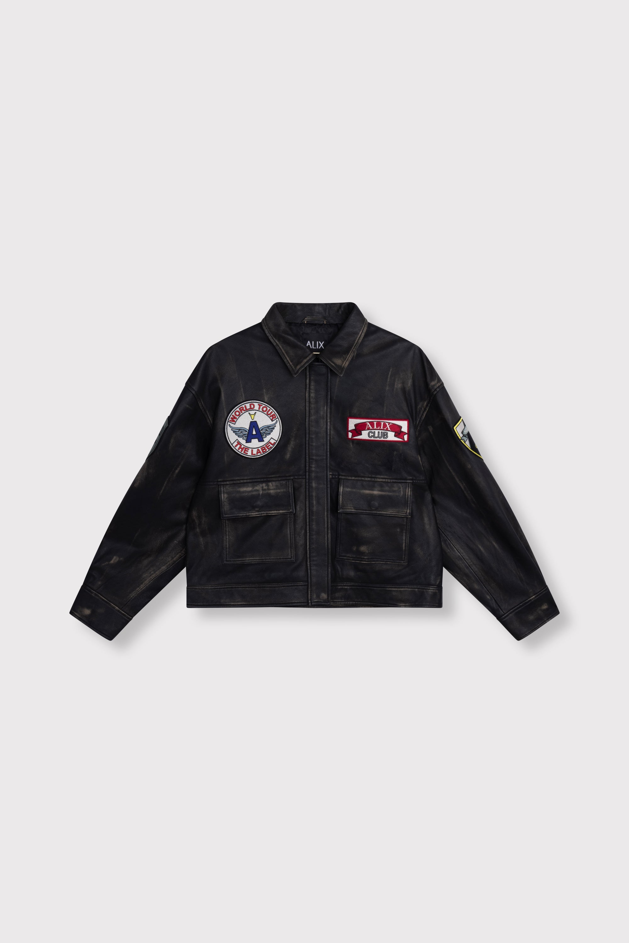 Leather patch jacket