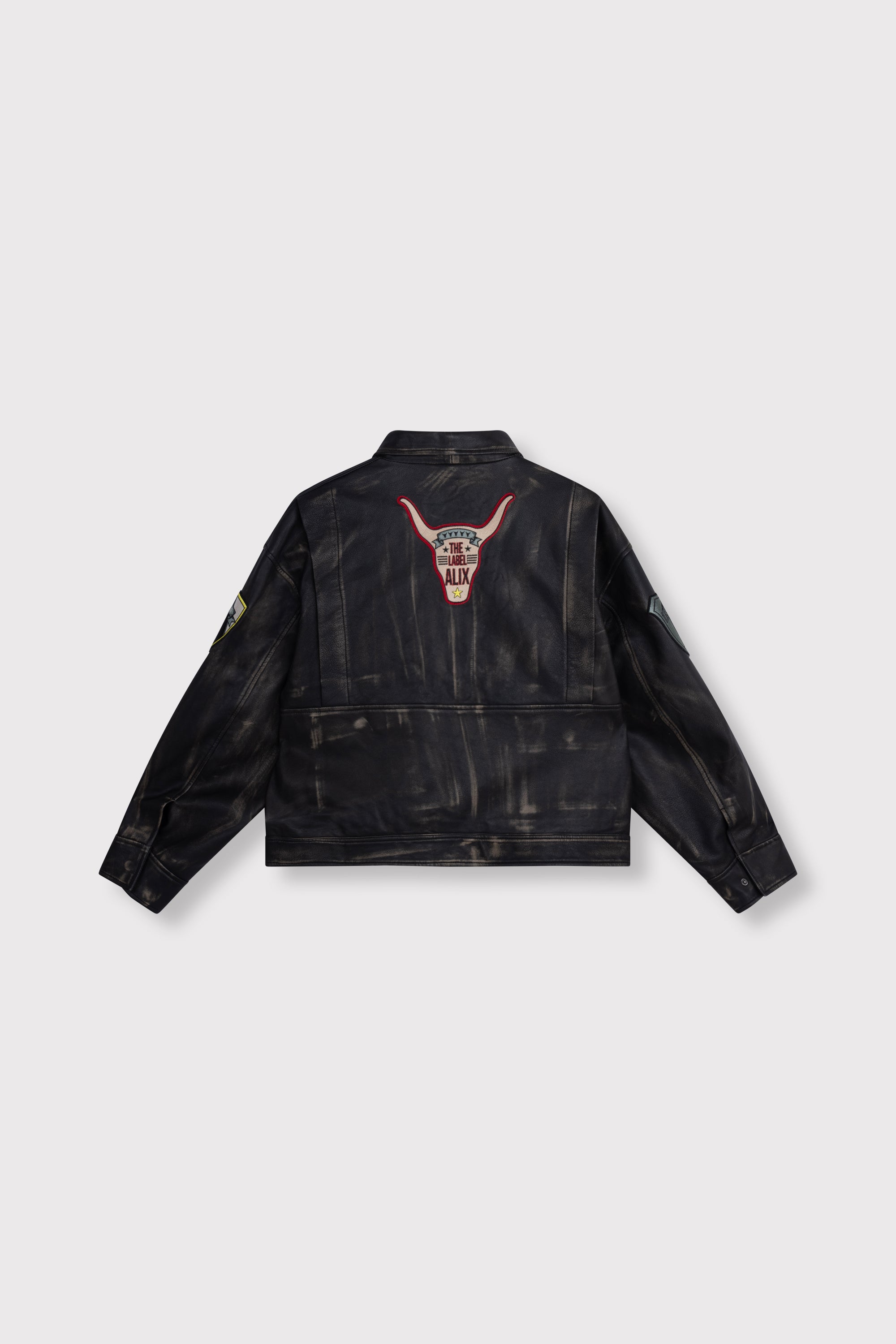 Leather patch jacket