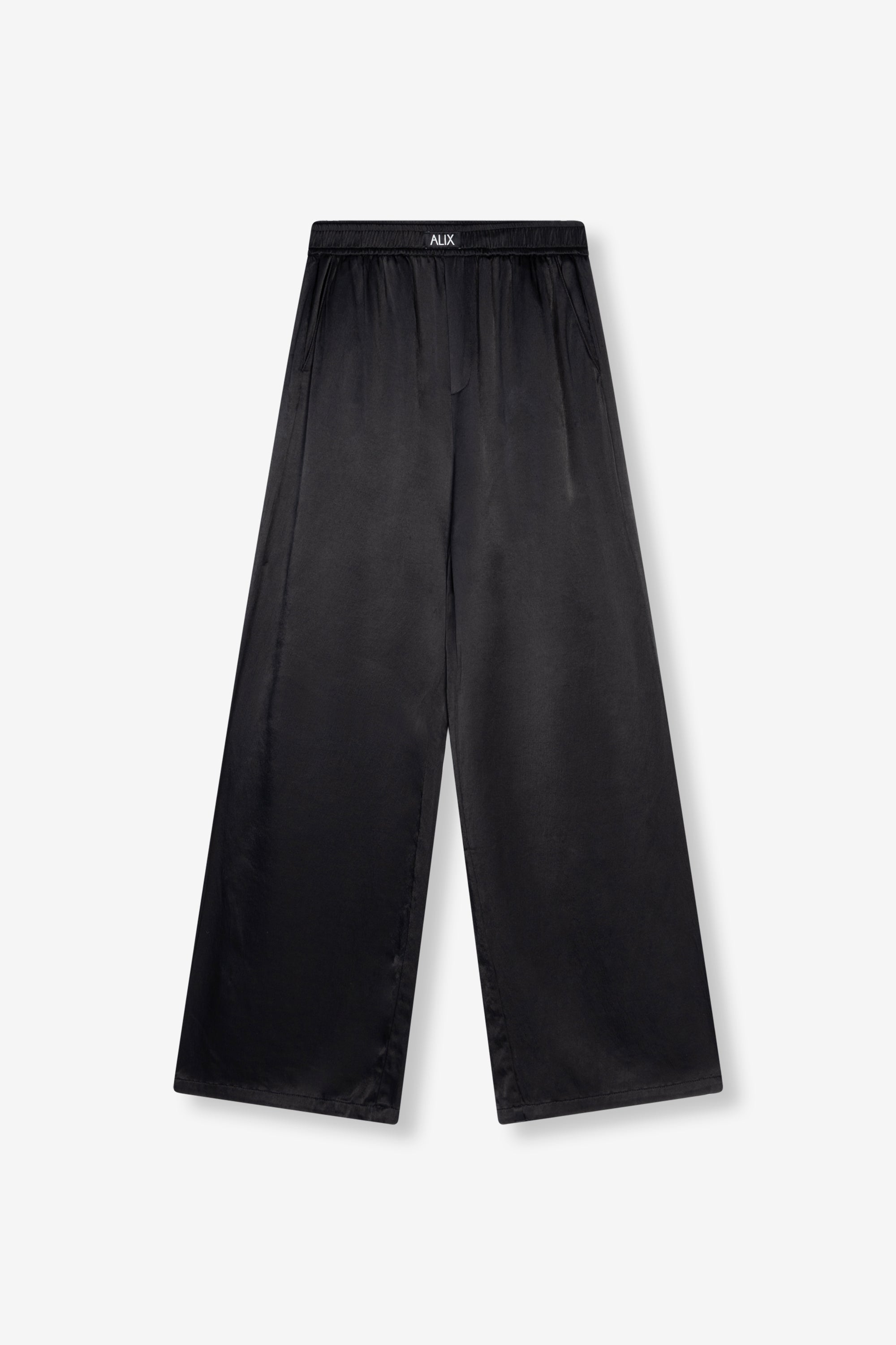 Satin wide leg pants | black