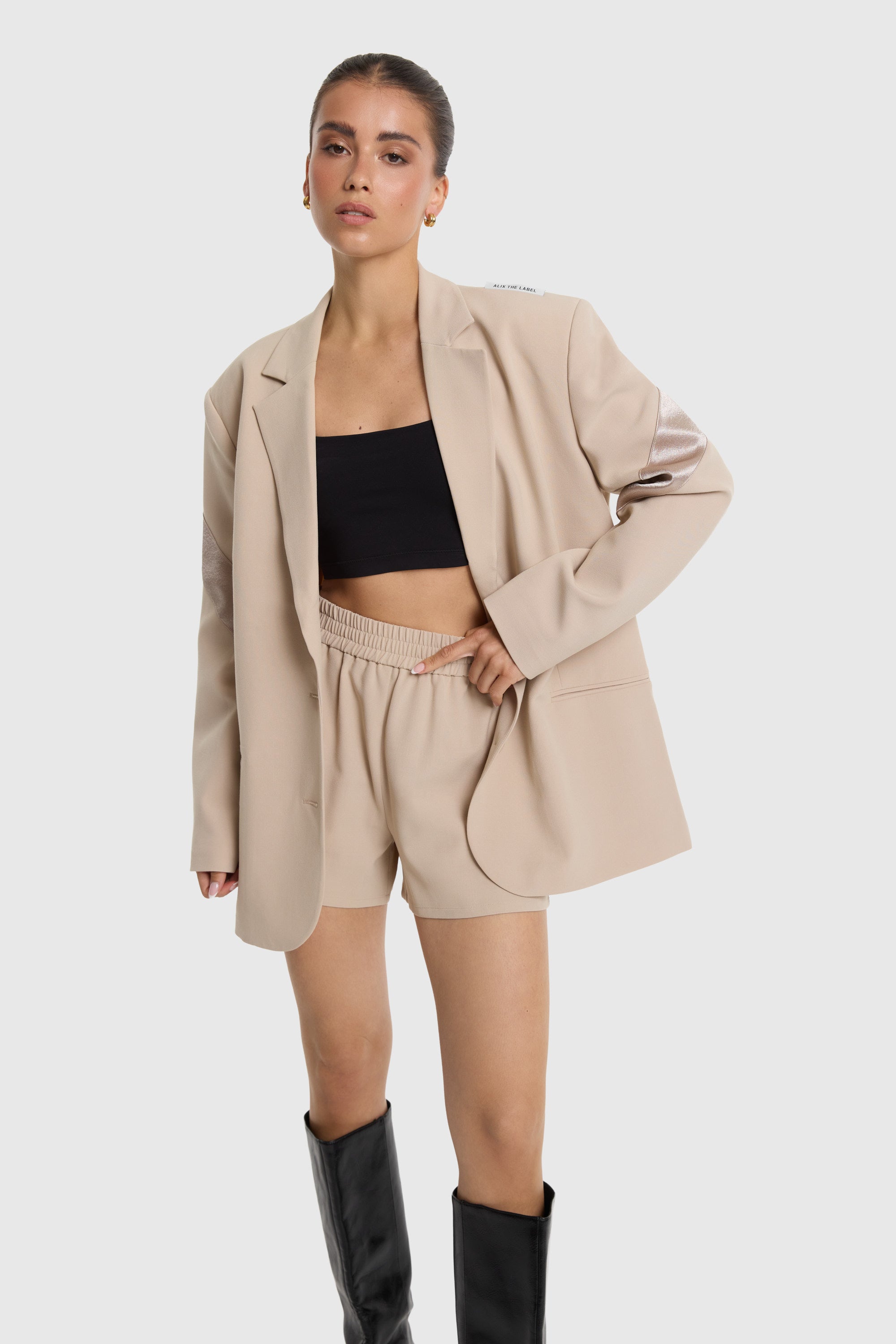 Shiny panel blazer | sand