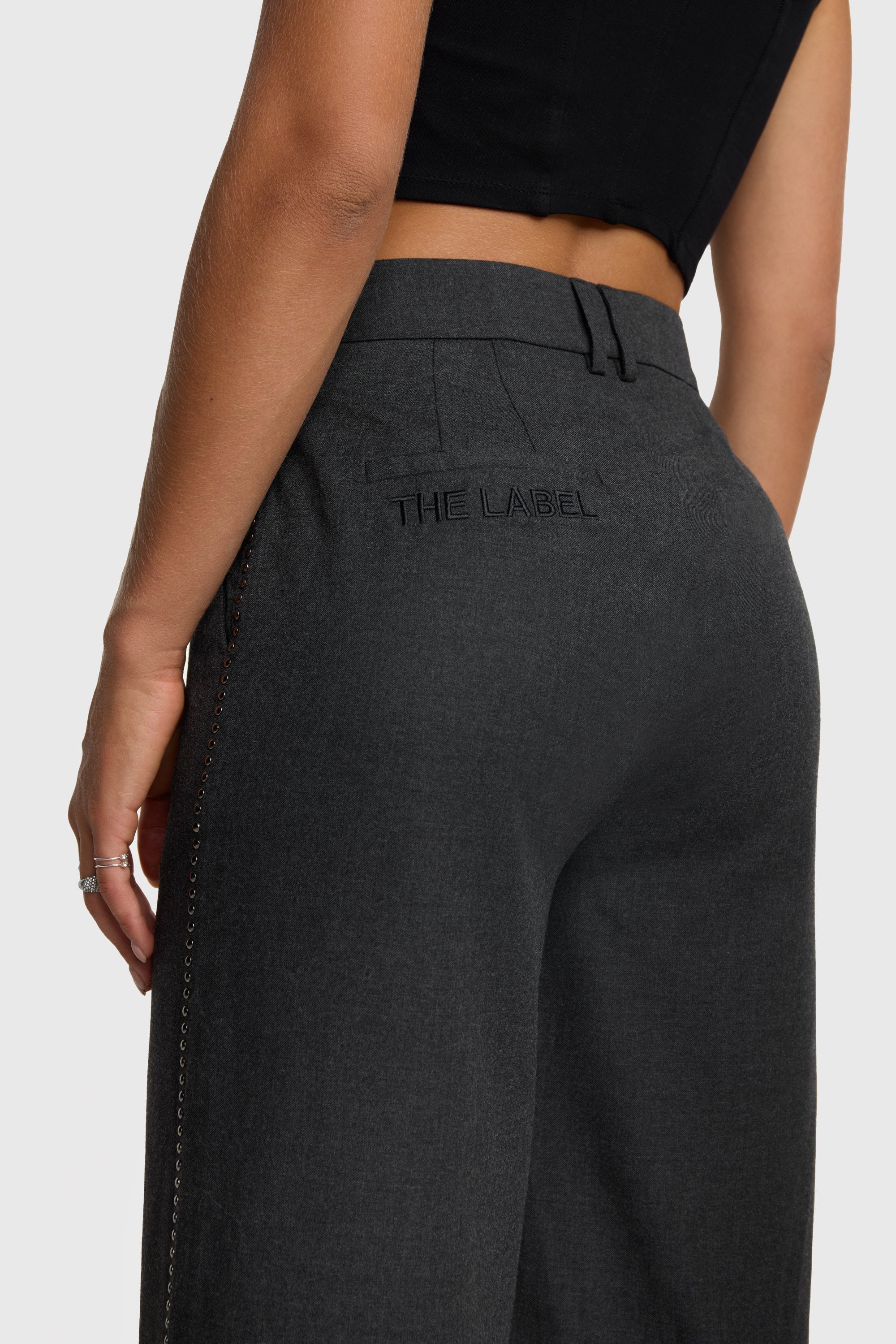 Wide leg pants studs | dark grey