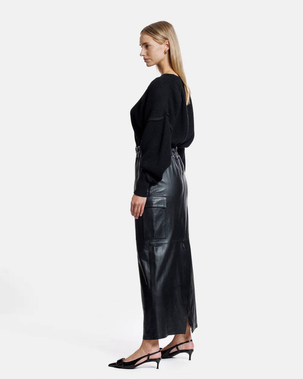 Mandy cargo leather maxi skirt