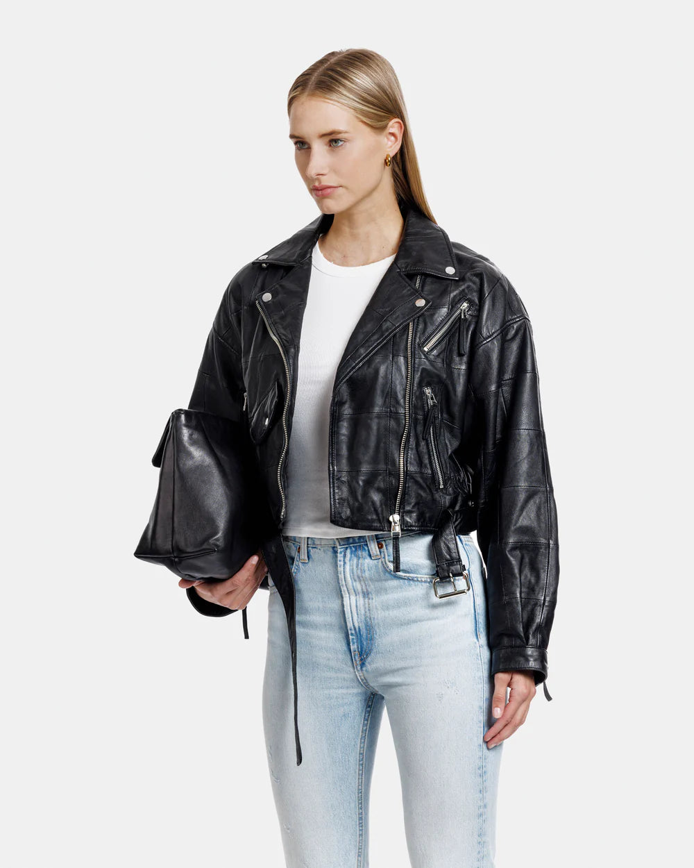 Melissa patch biker jacket - black