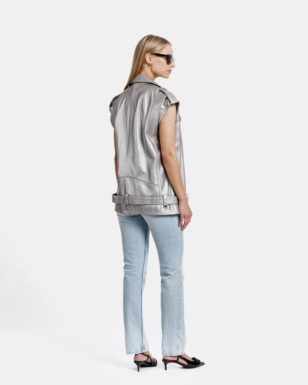 Rosie metallic leather waistcoat