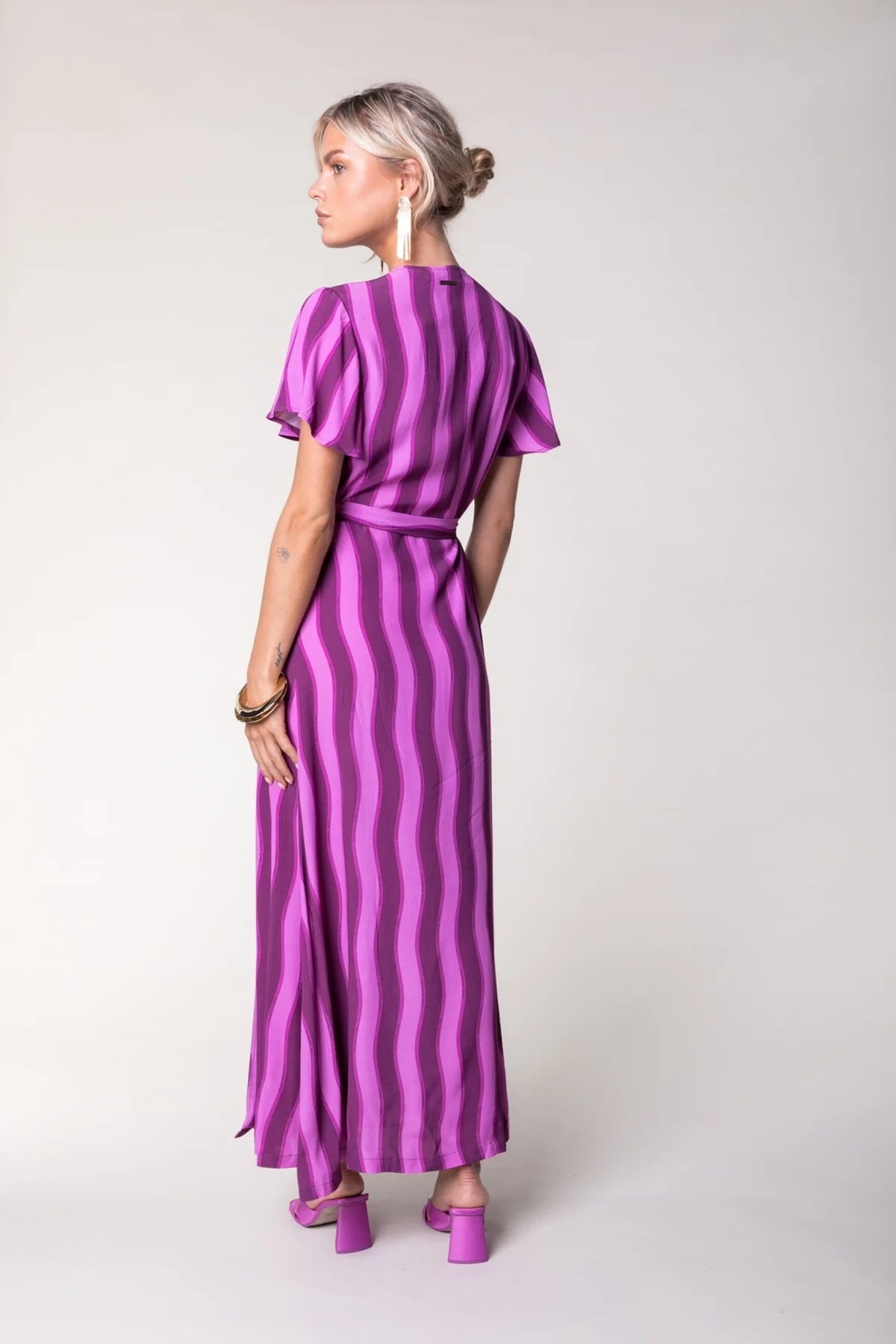 Ava Stripes wrap dress | purple