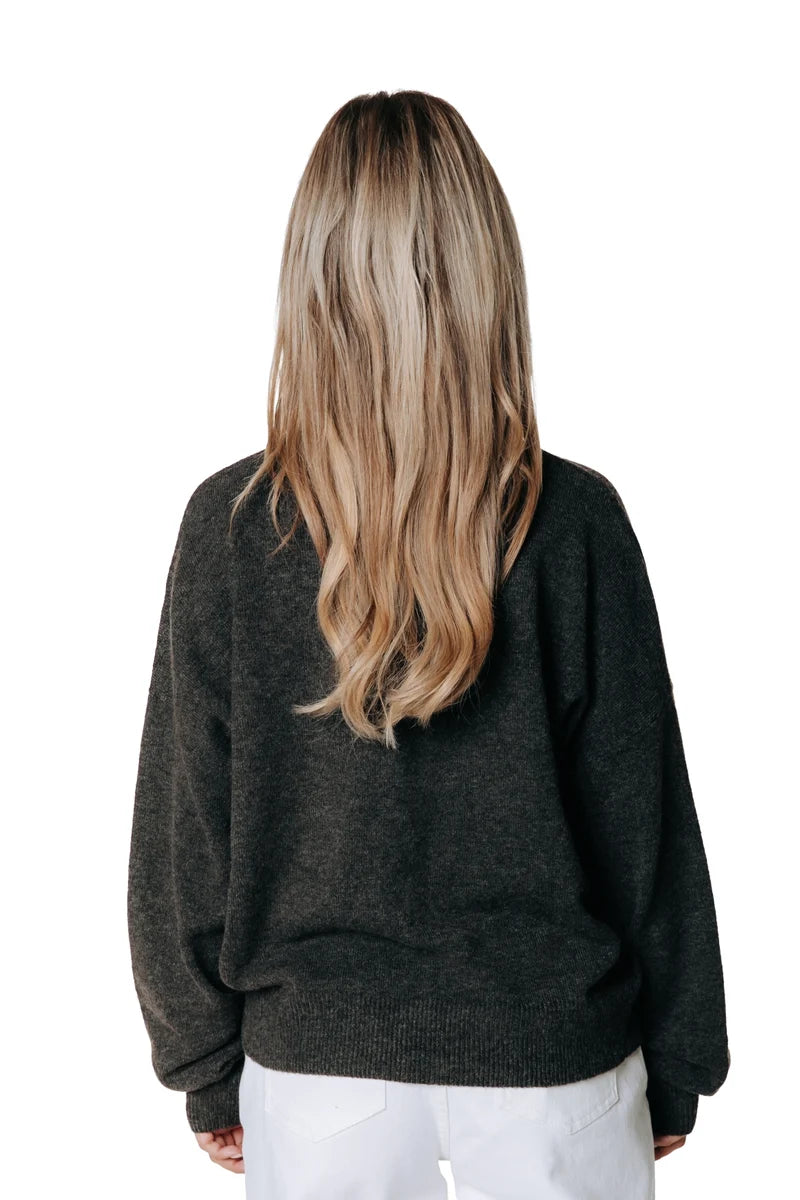Linsey striped fluffy knitted sweater | brown