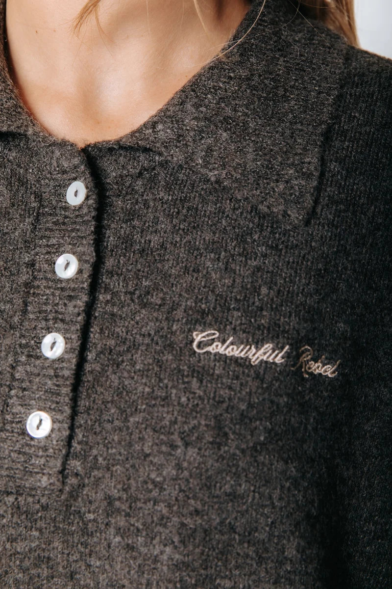 Linsey striped fluffy knitted sweater | brown