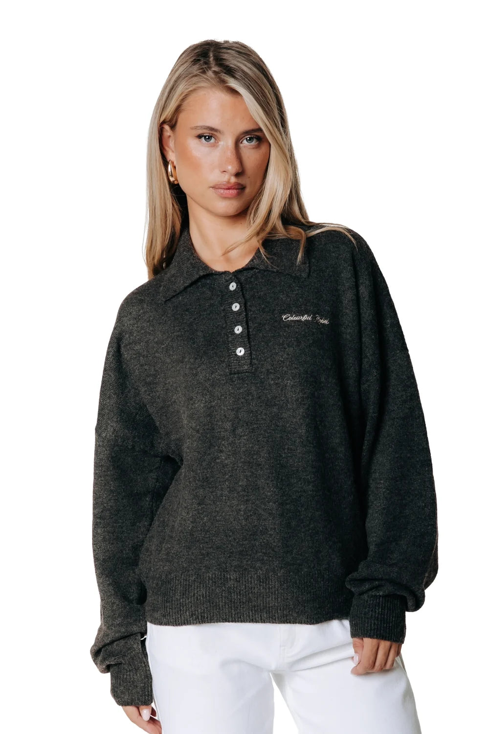 Linsey striped fluffy knitted sweater | brown