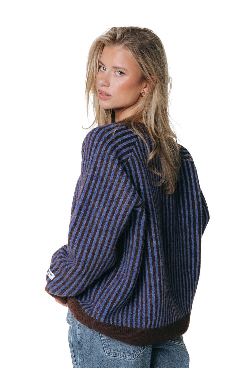 Lou two tone striped knitted sweater