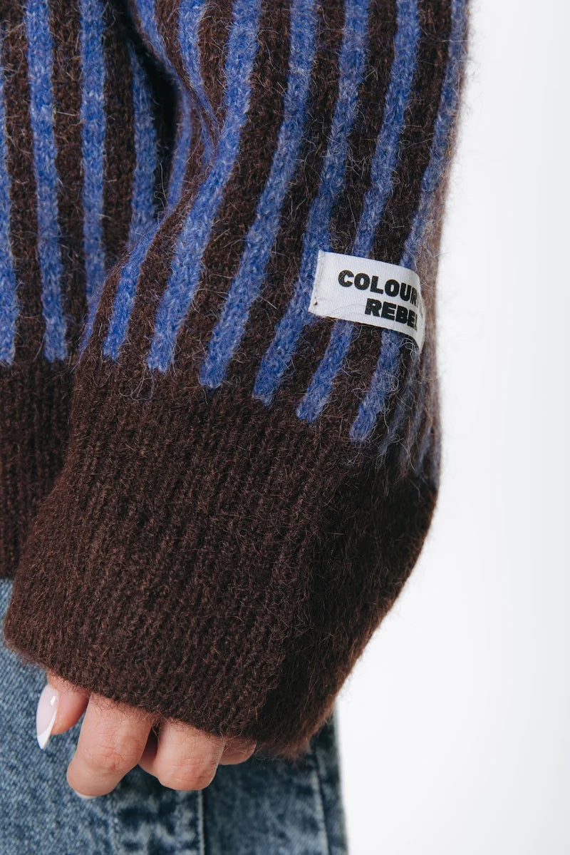 Lou two tone striped knitted sweater